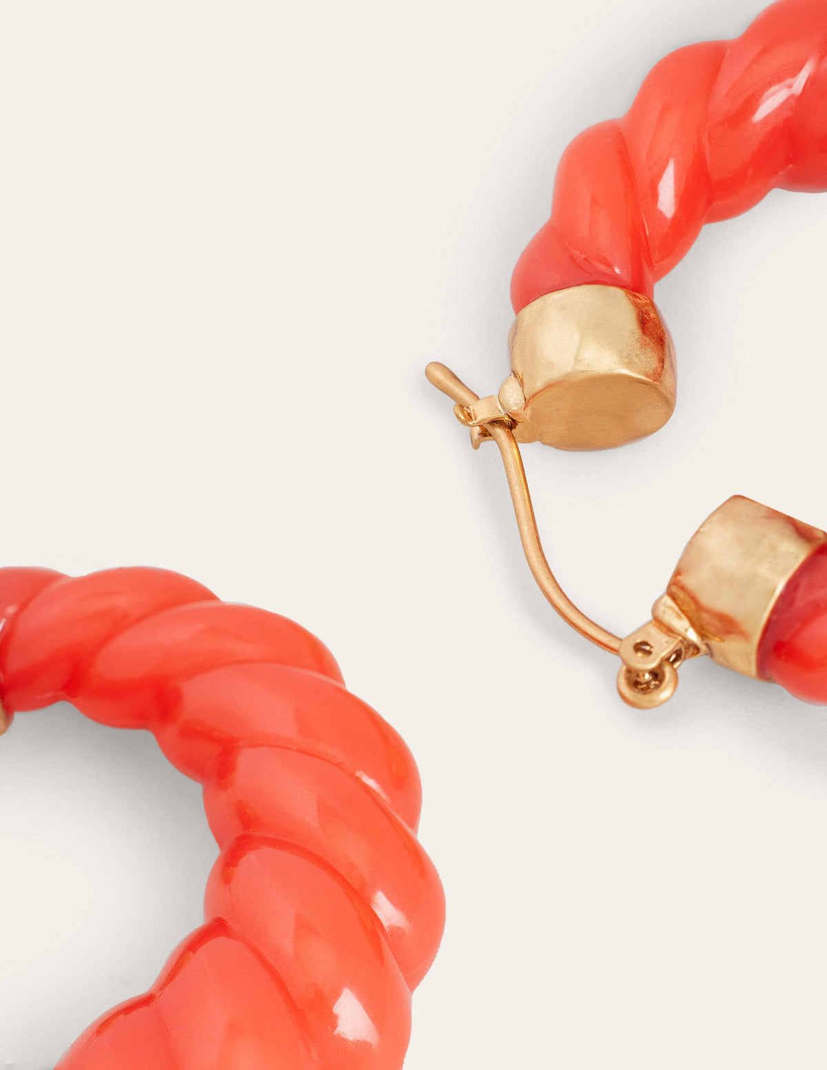 Croissant Resin Hoop Earrings-Coral-2