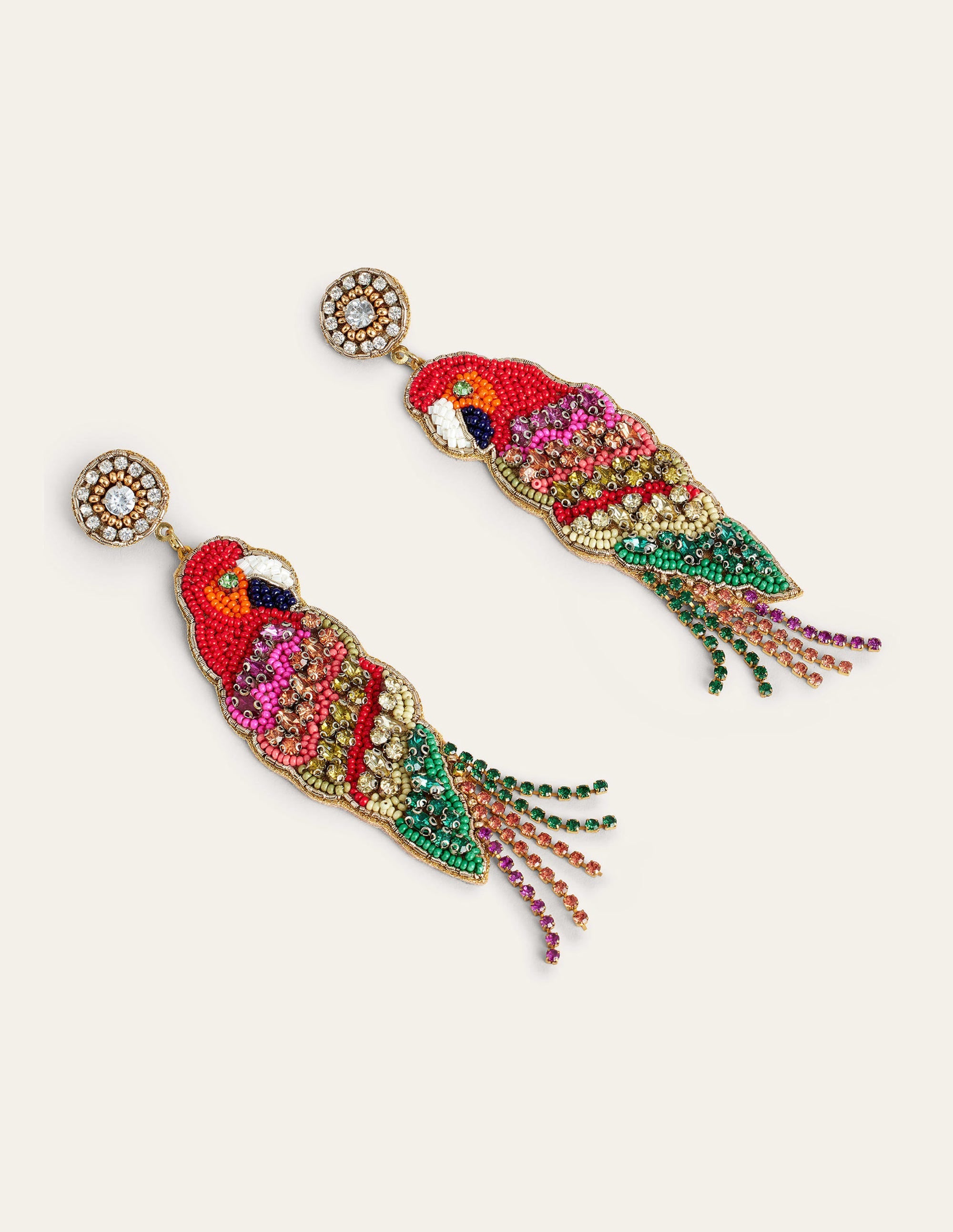 Statement Embellished Earrings-Parrot - Image 1