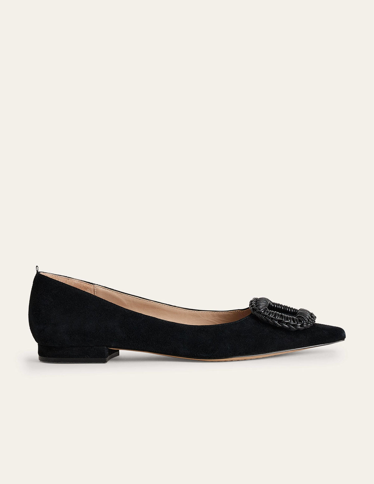 Pointed Ballet Flats-Black Suede-1
