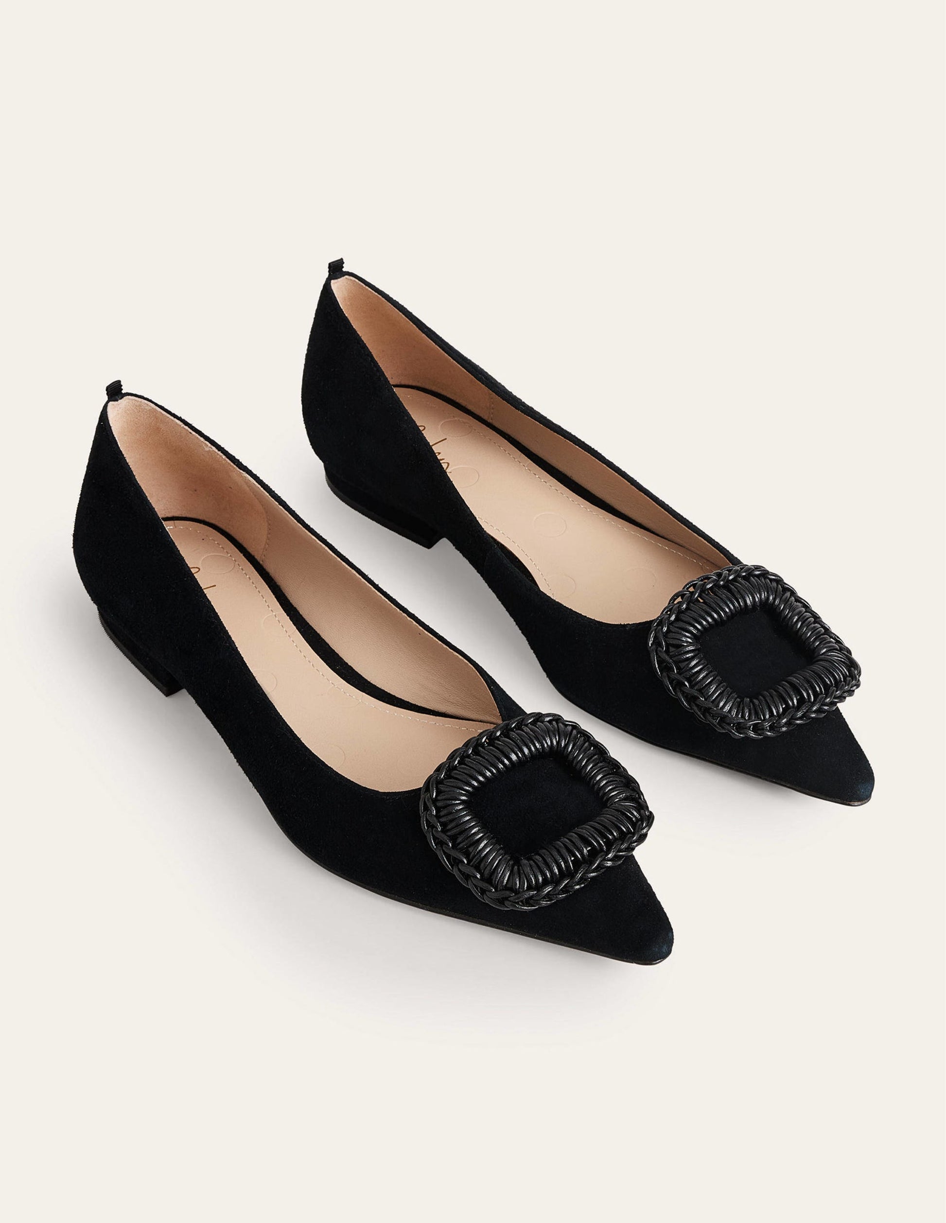 Pointed Ballet Flats-Black Suede-2