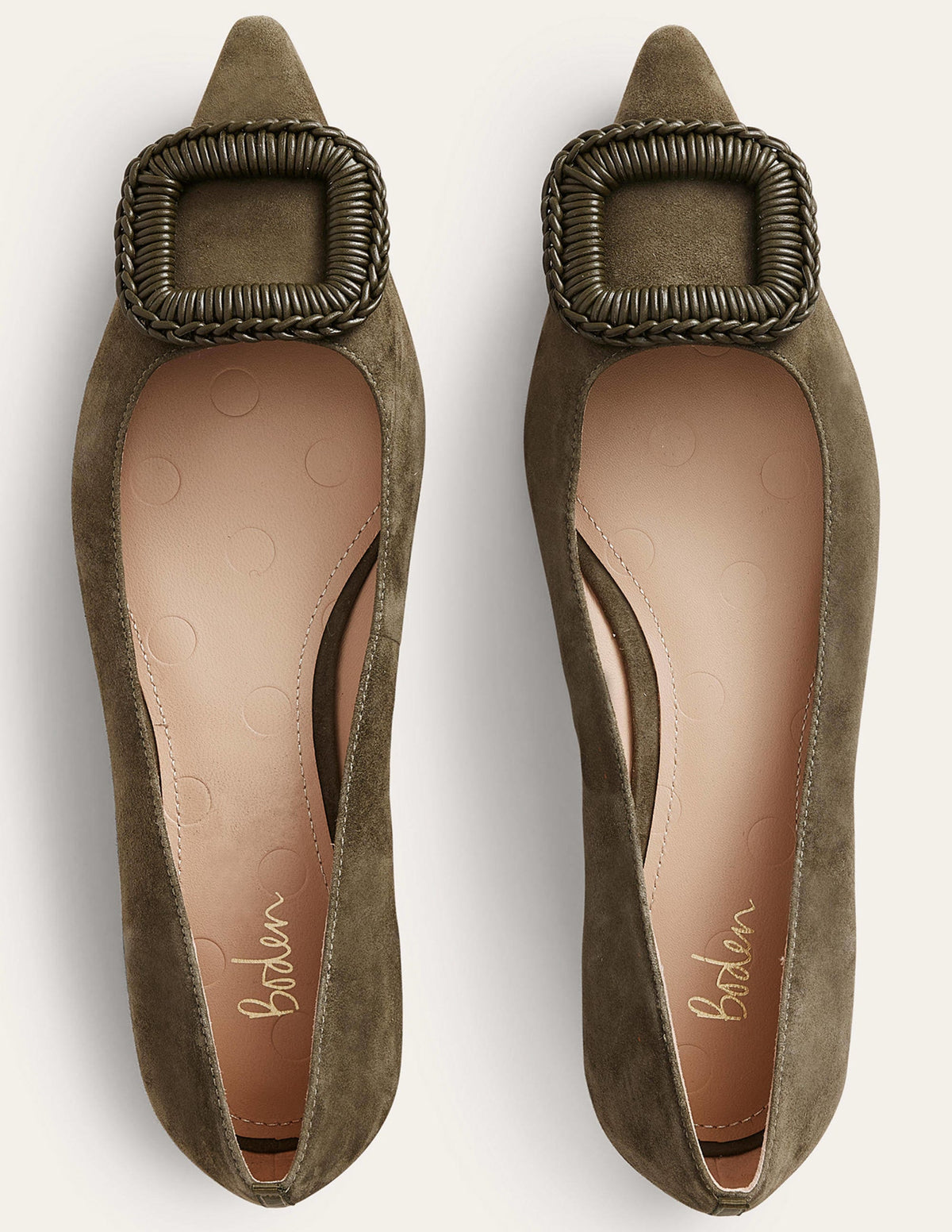 Pointed Ballet Flats-Deep Olive Suede-4