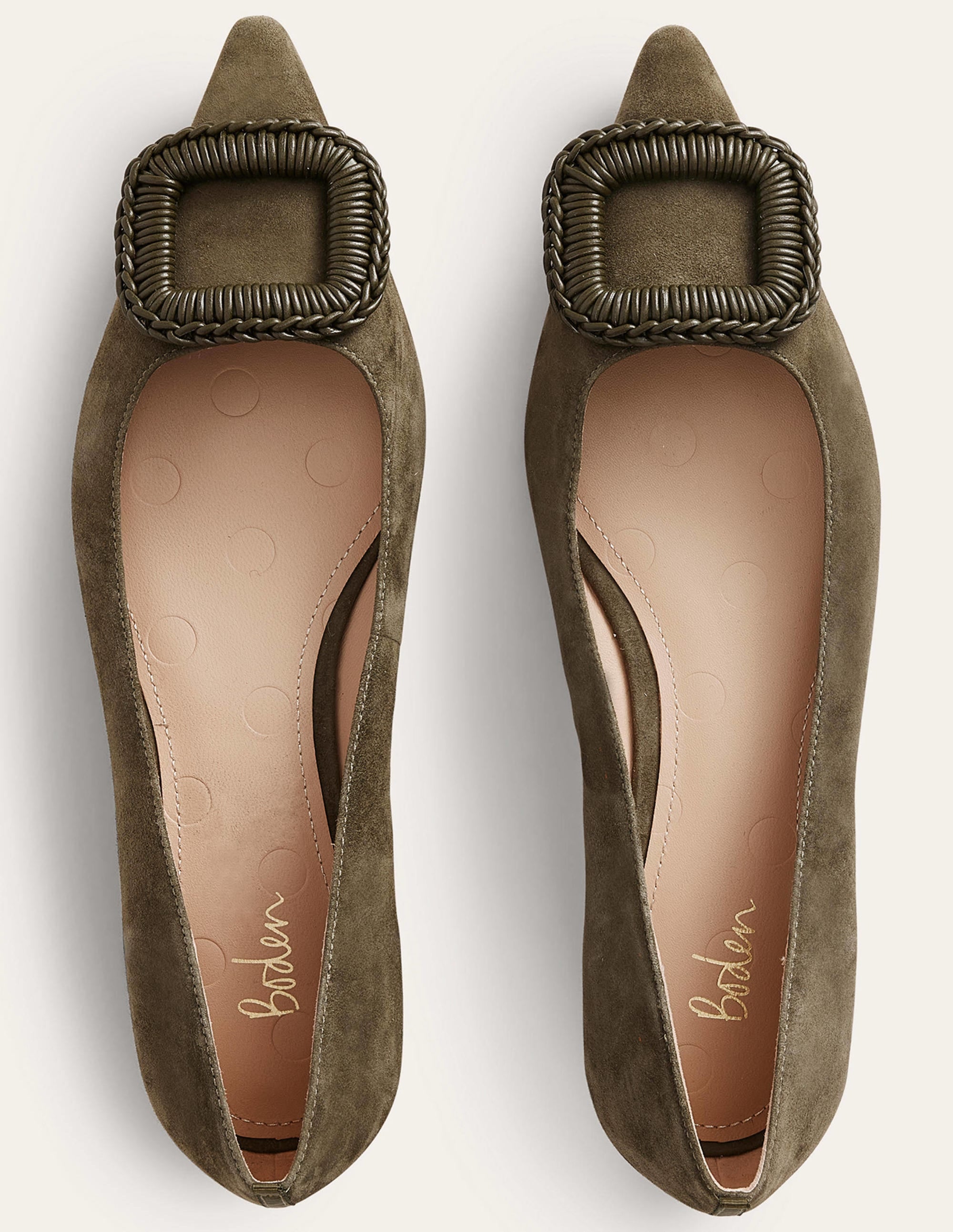 Pointed Ballet Flats-Deep Olive Suede - Image 4