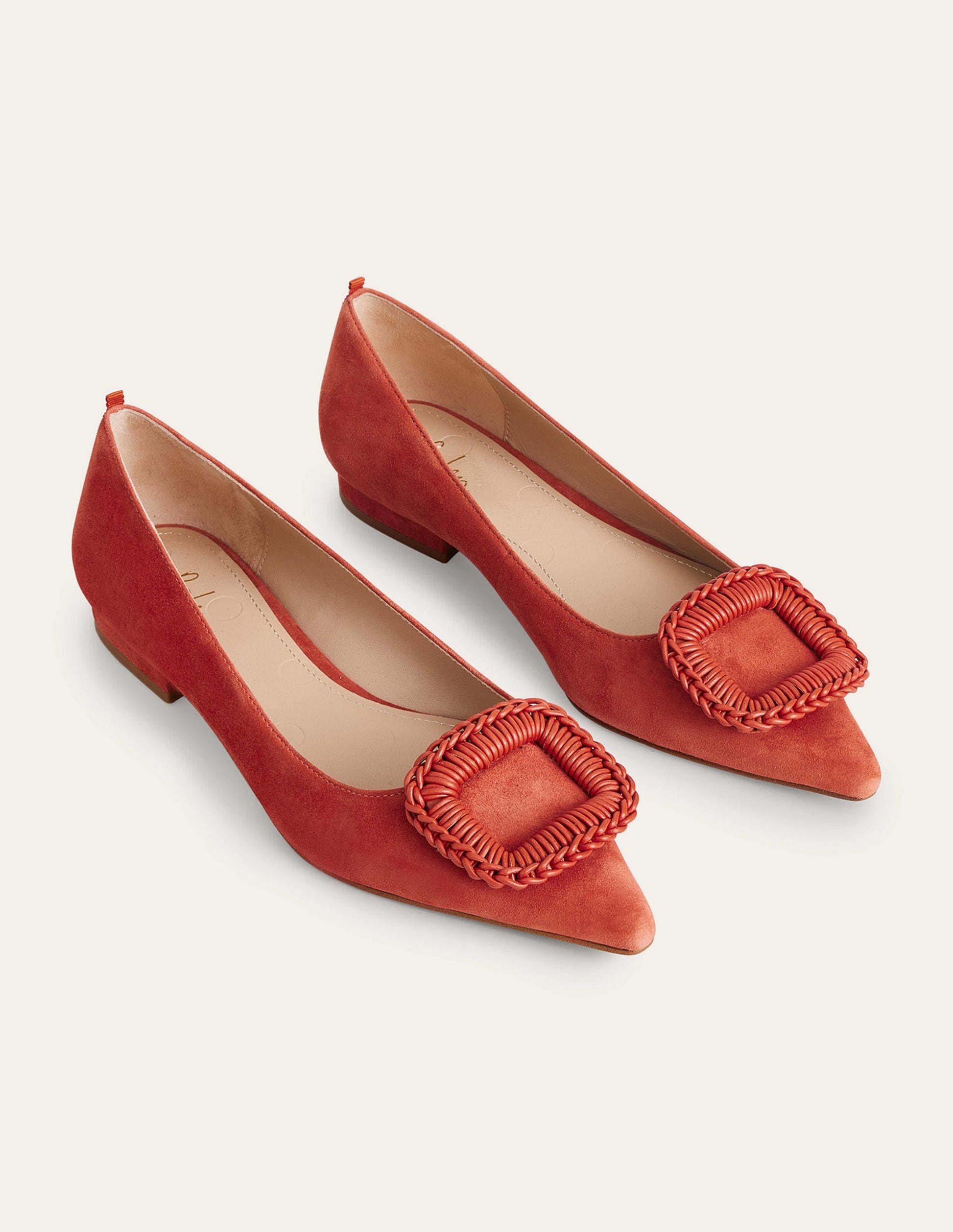 Pointed Ballet Flats-Tomato Suede-2