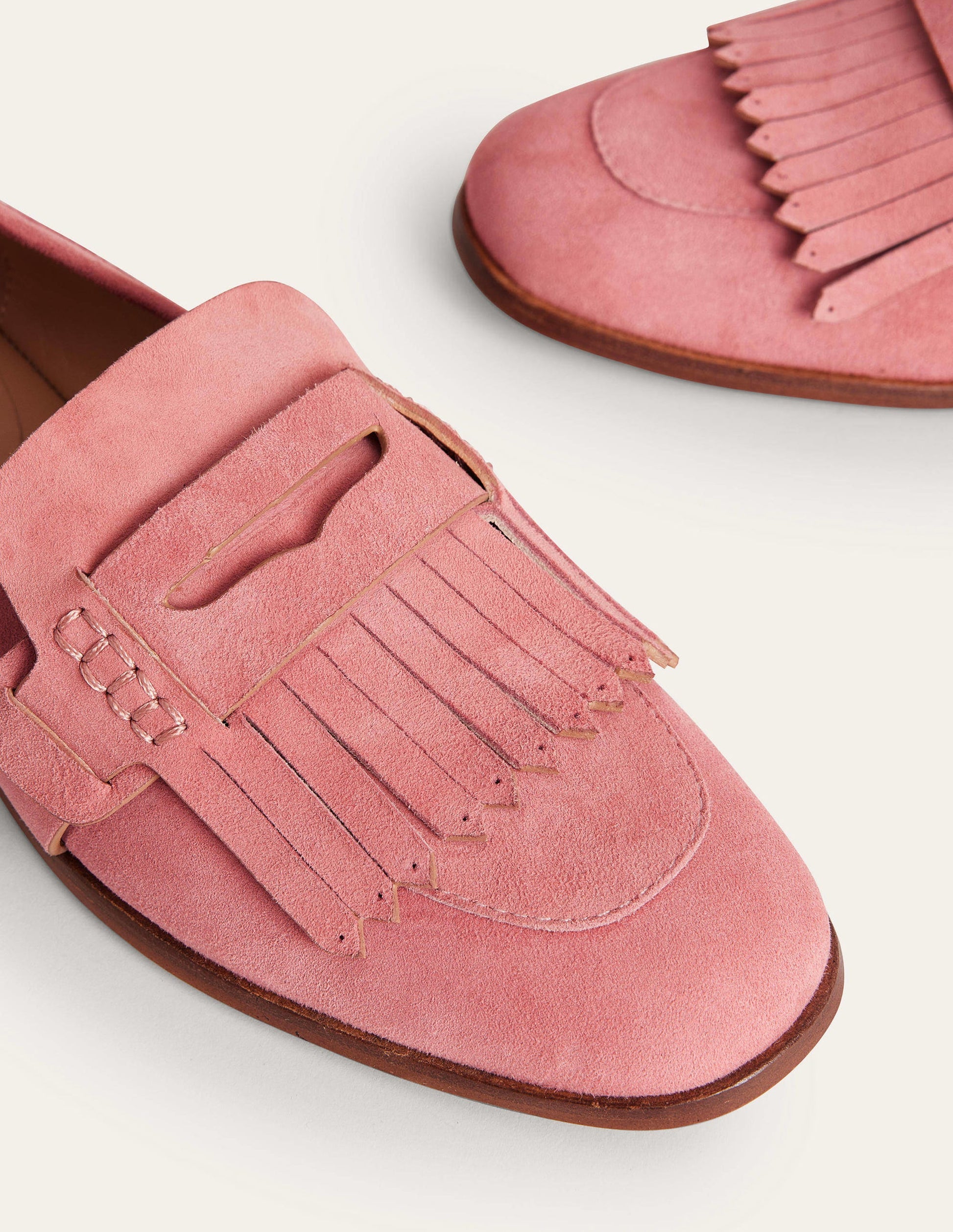 Penny Detail Loafers-Blush Suede-3