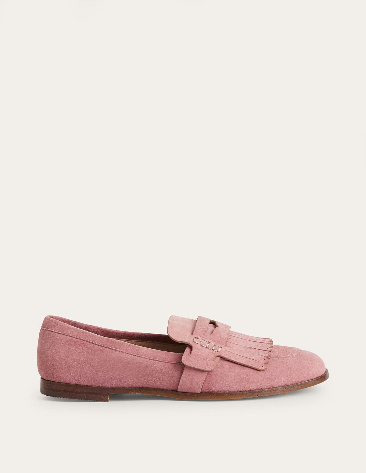 Penny Detail Loafers-Blush Suede - Image 1