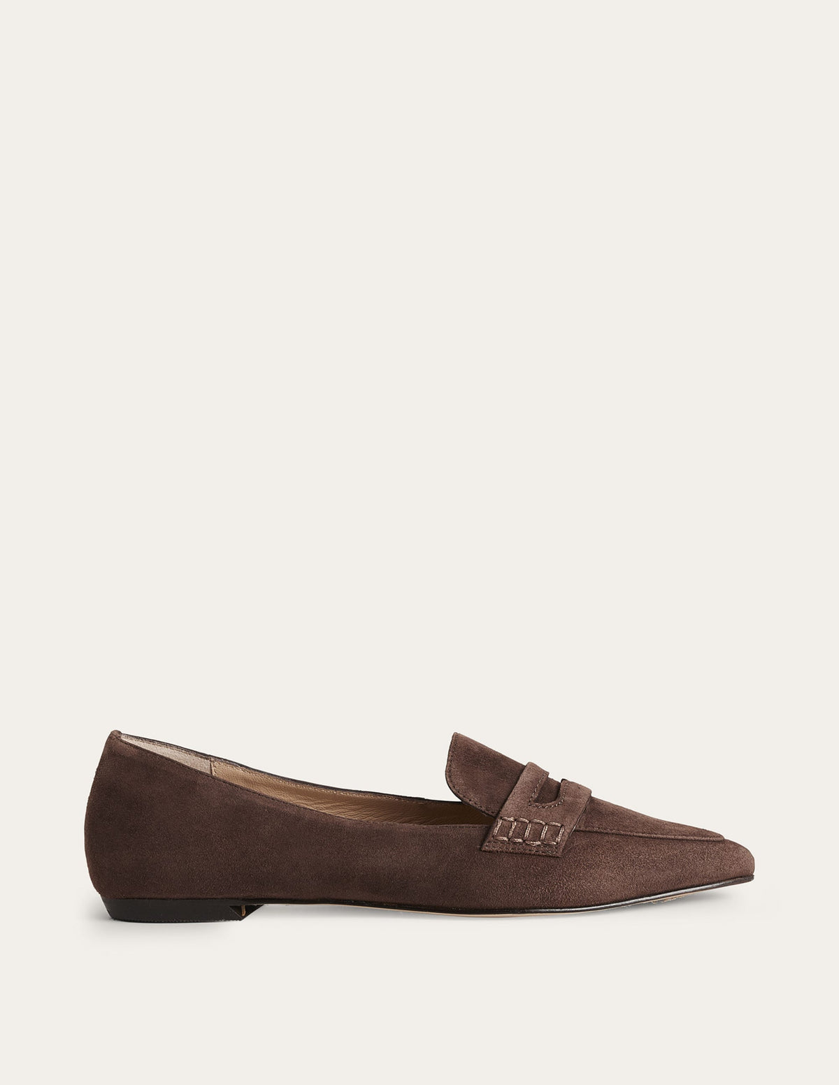 Pointed Toe Penny Loafers-Chocolate Suede - Image 1
