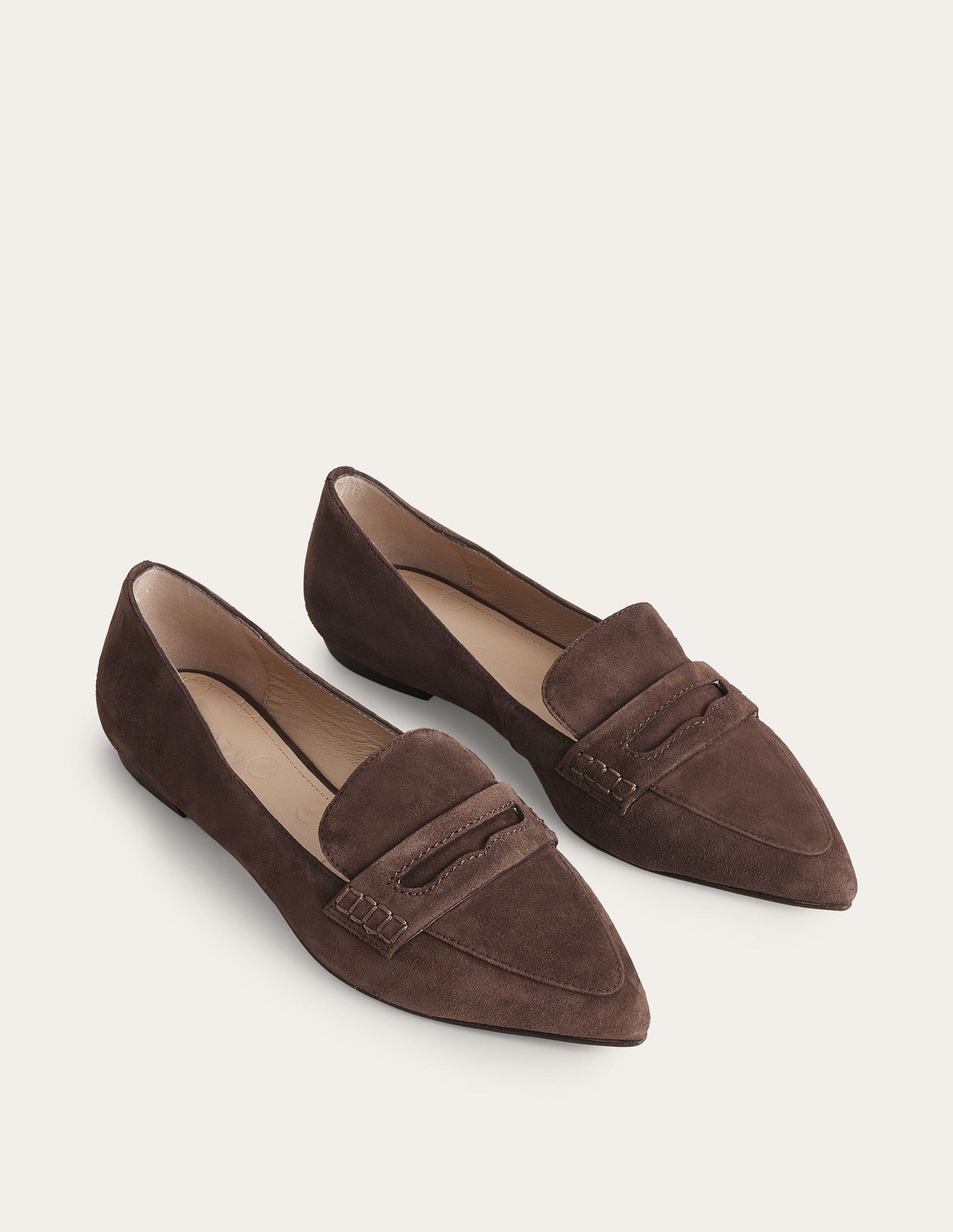 Pointed Toe Penny Loafers-Chocolate Suede-2