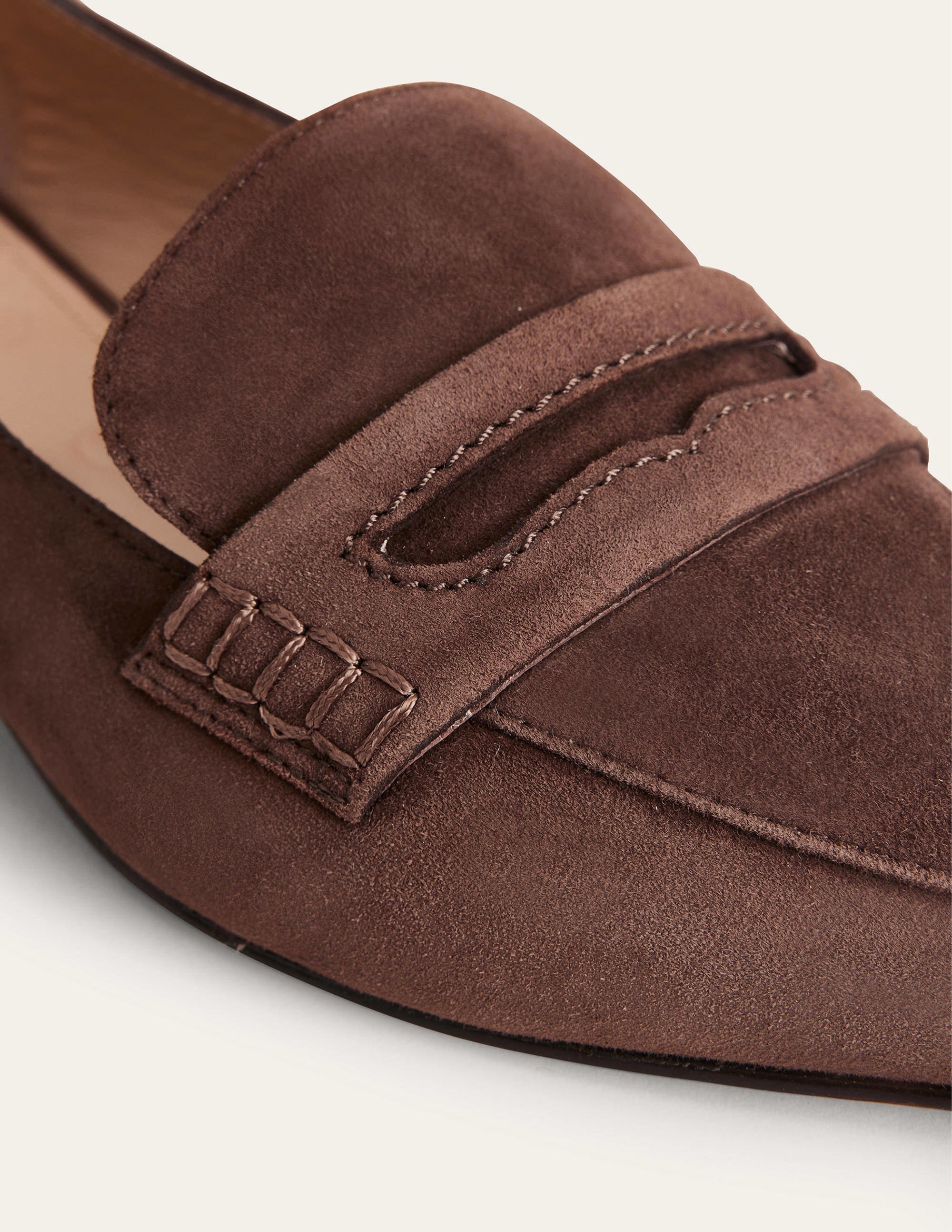Pointed Toe Penny Loafers-Chocolate Suede - Image 3