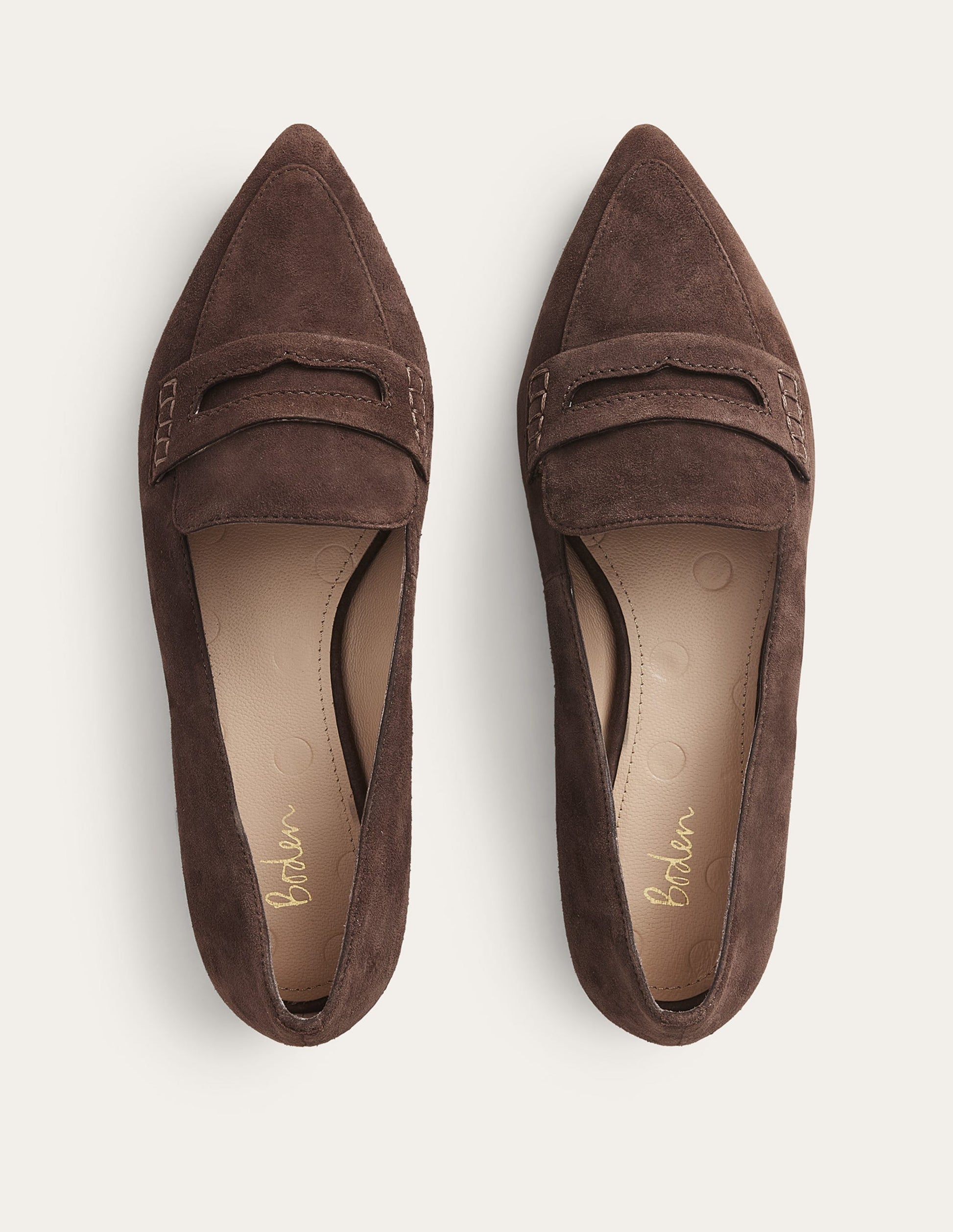 Pointed Toe Penny Loafers-Chocolate Suede-4