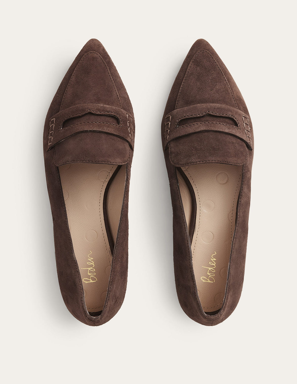 Pointed Toe Penny Loafers-Chocolate Suede - Image 4