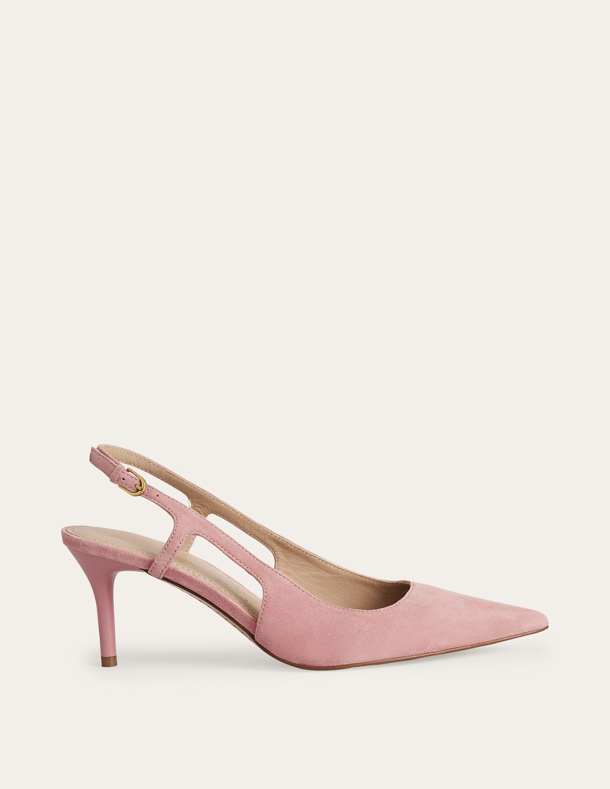 Cut Out Sling Back Heels-Blush Kid Suede - Image 3