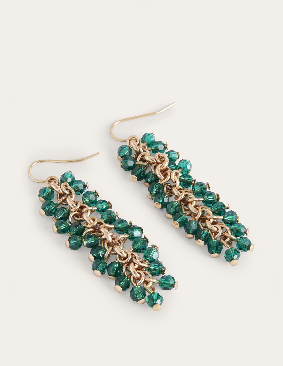 Beaded Drop Earrings-Green - Image 2