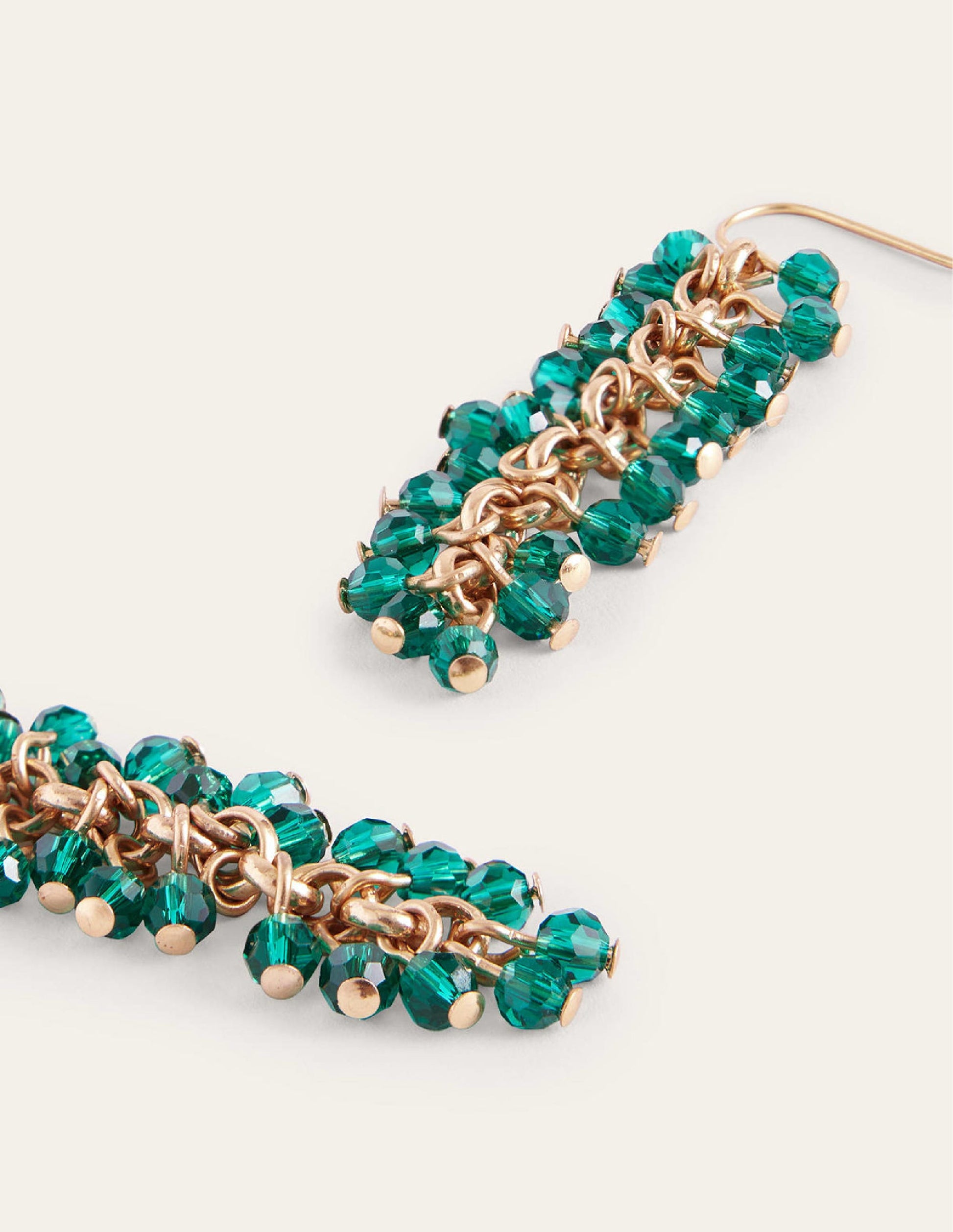 Beaded Drop Earrings-Green-3