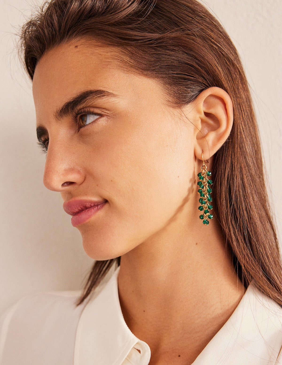 Beaded Drop Earrings-Green-1
