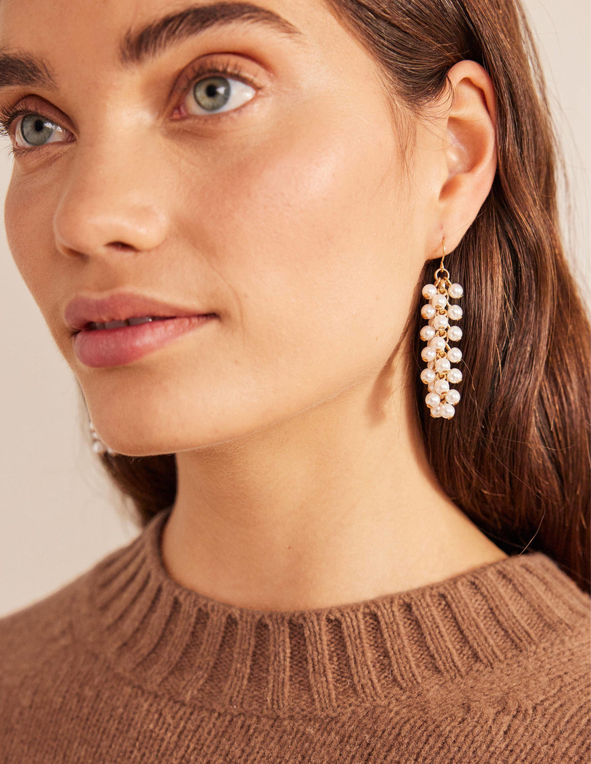 Beaded Drop Earrings-Pearl-1