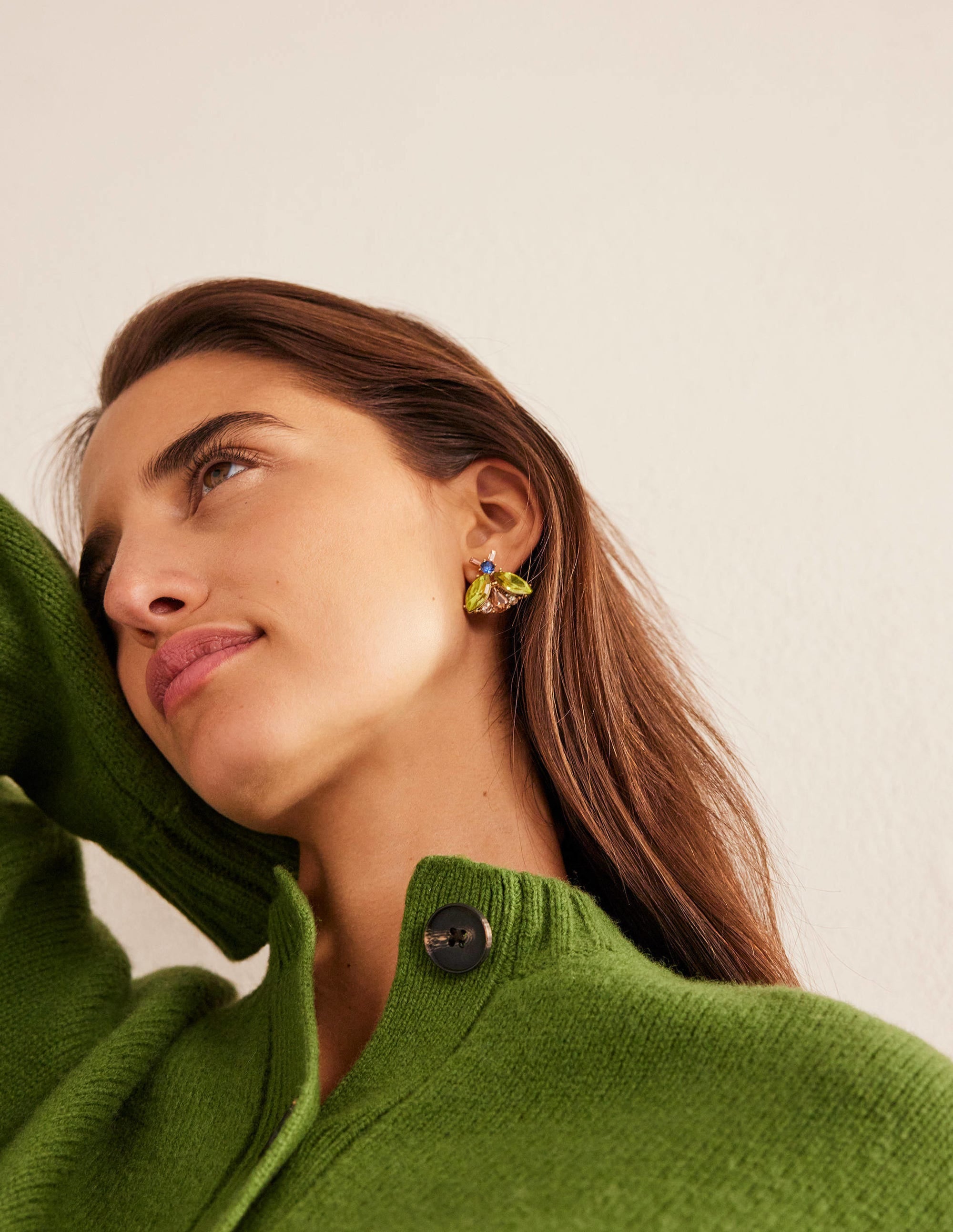 Embellished Bee Stud Earrings-Blue & Pink - Image 1