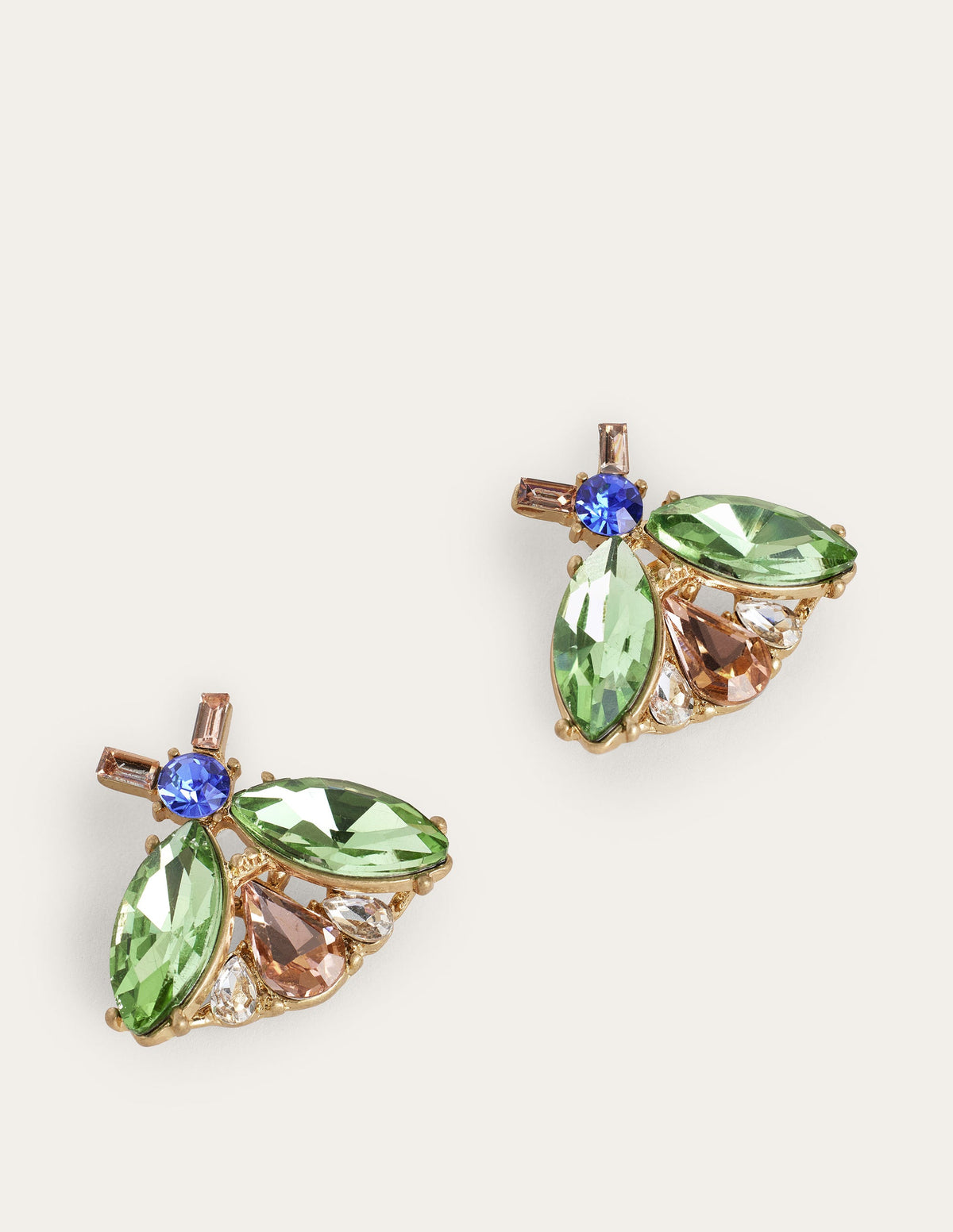 Embellished Bee Stud Earrings-Pink & Green - Image 2