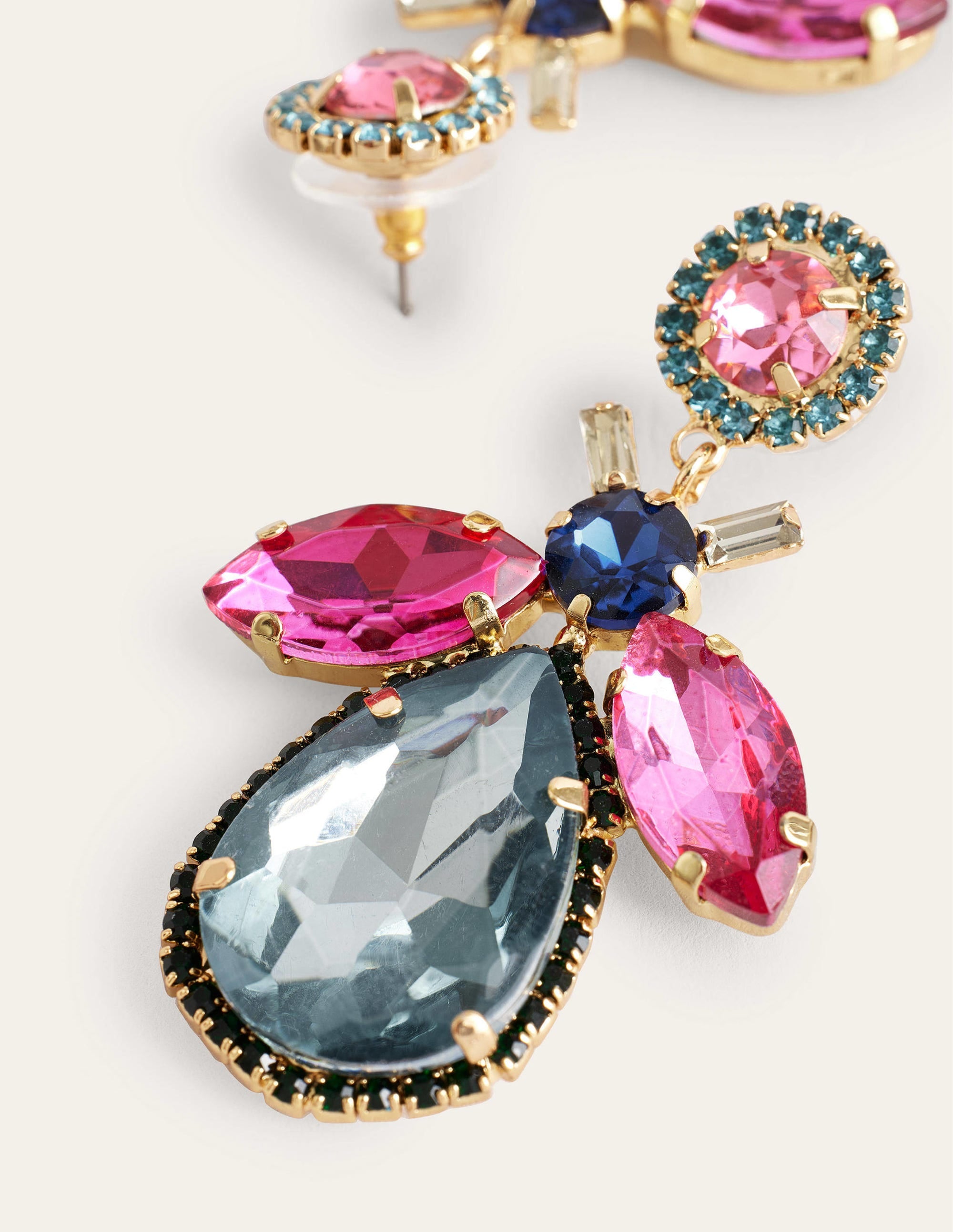 Embellished Bee Earrings-Blue & Pink - Image 3