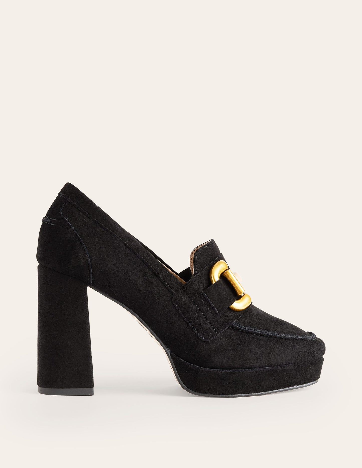 Iris Platform Snaffle Loafers-Black Suede