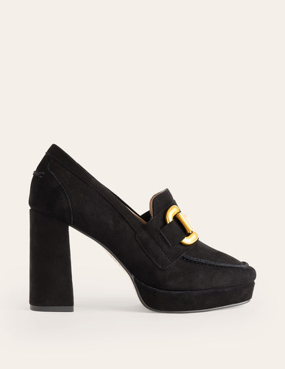 Iris Platform Snaffle Loafers-Black Suede-2