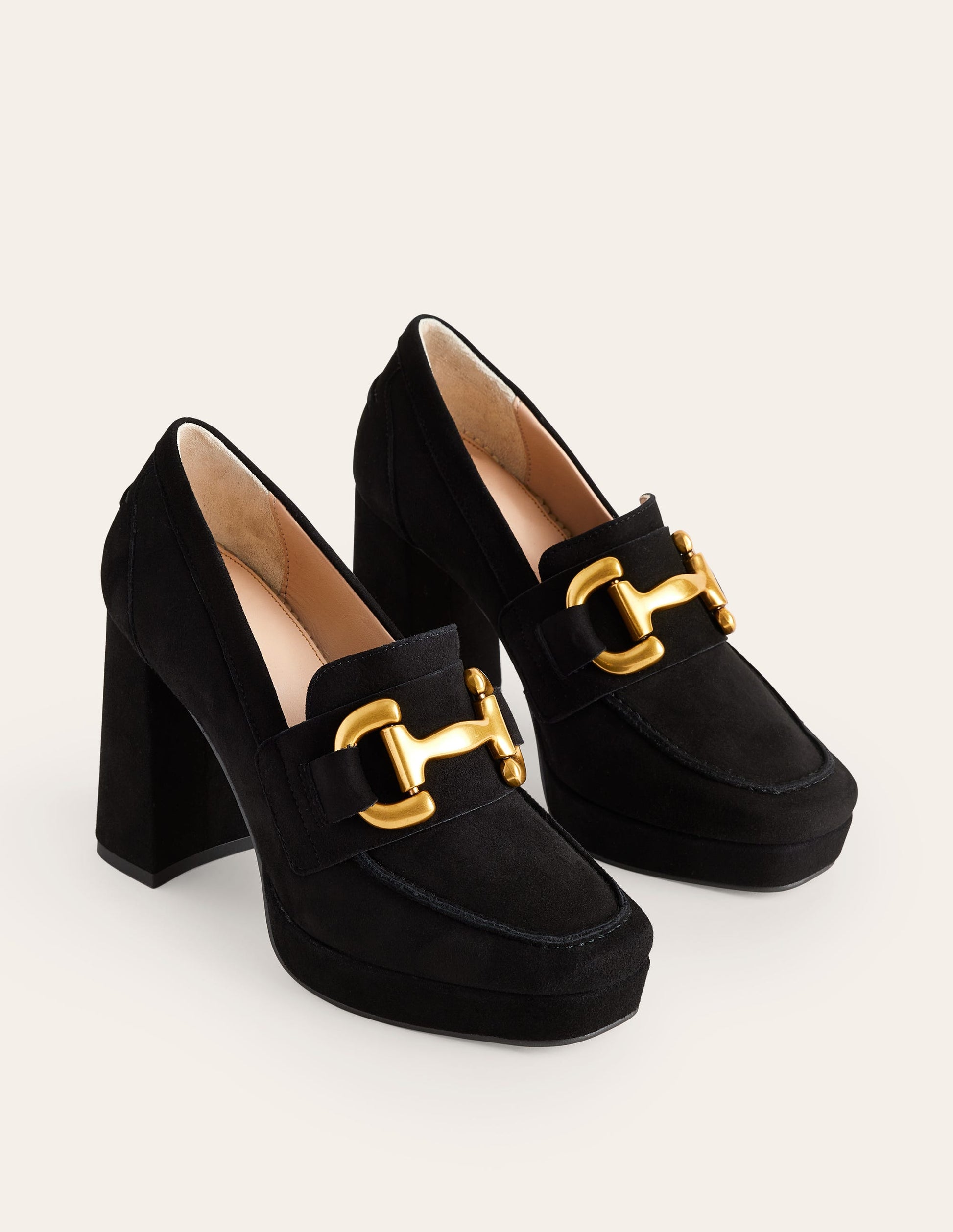 Iris Platform Snaffle Loafers-Black Suede-3