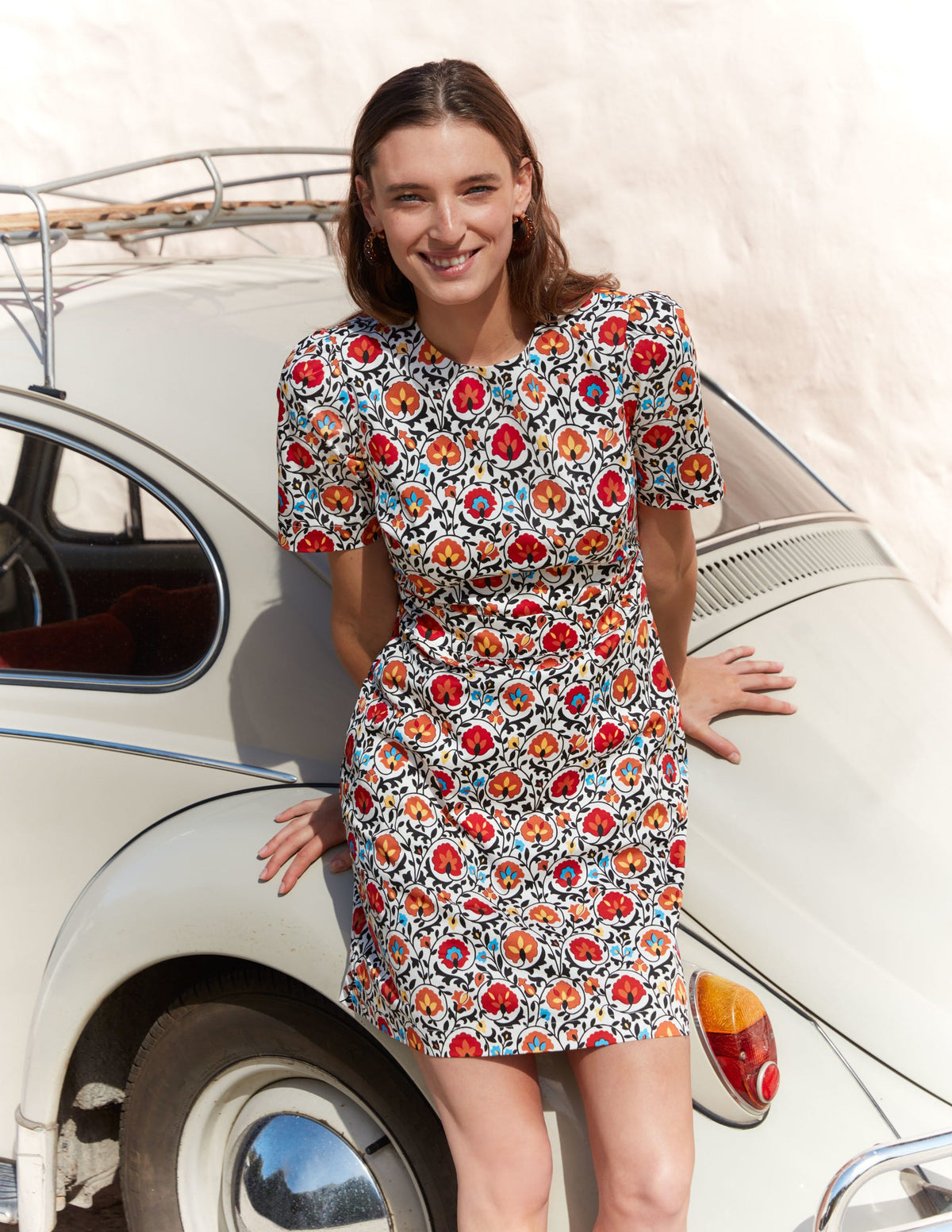 Cotton Mini Shift Dress-Multi, Enchanting Bloom - Image 5