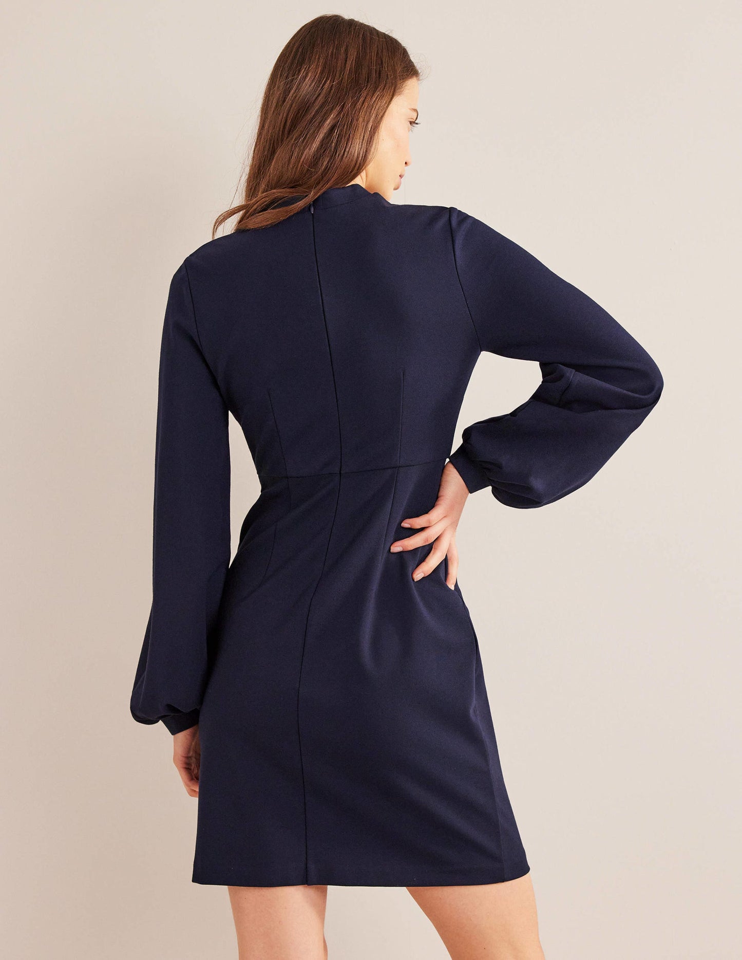 Blouson Jersey Mini Dress-Navy