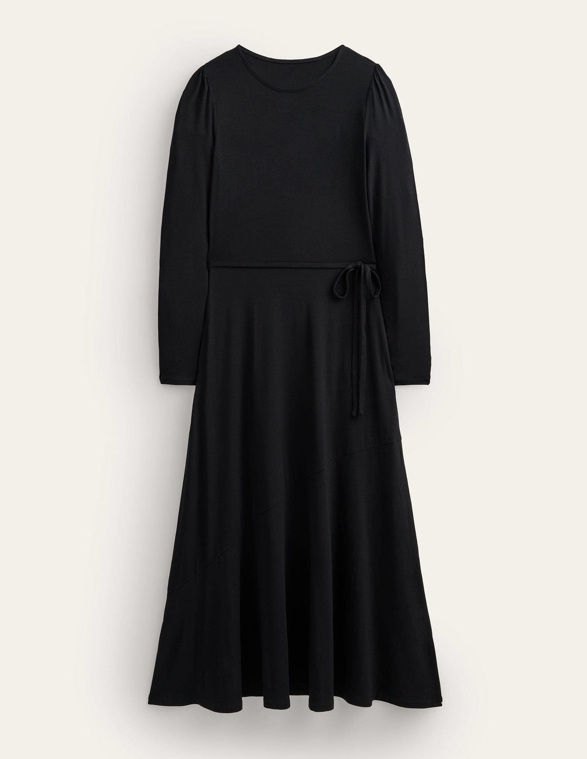 Skirt Detail Jersey Midi Dress-Black-5