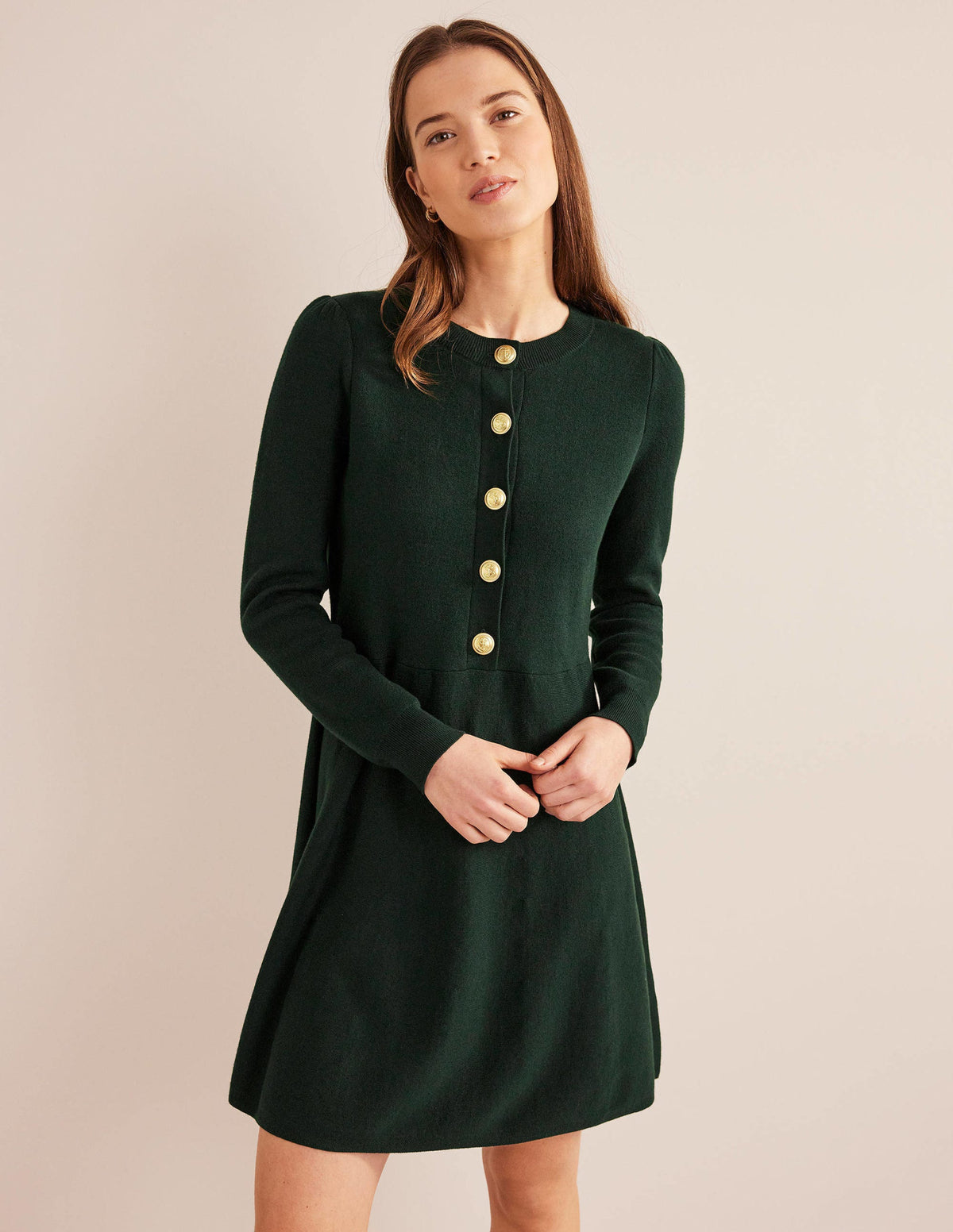 Relaxed Knitted Mini Dress-Cavolo Nero - Image 1