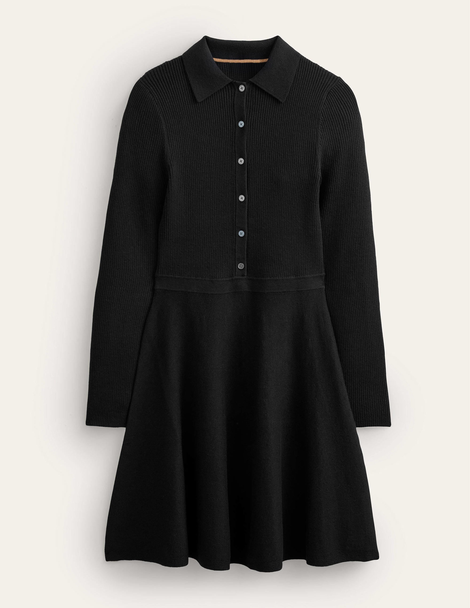 Rib Detail Knitted Mini Dress-Black - Image 5