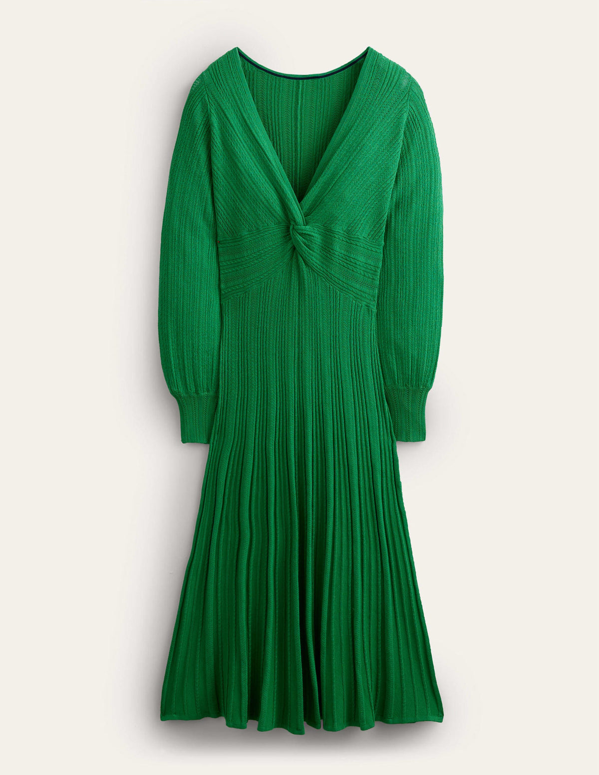 Twist Front Knitted Midi Dress-Highland Green - Image 6