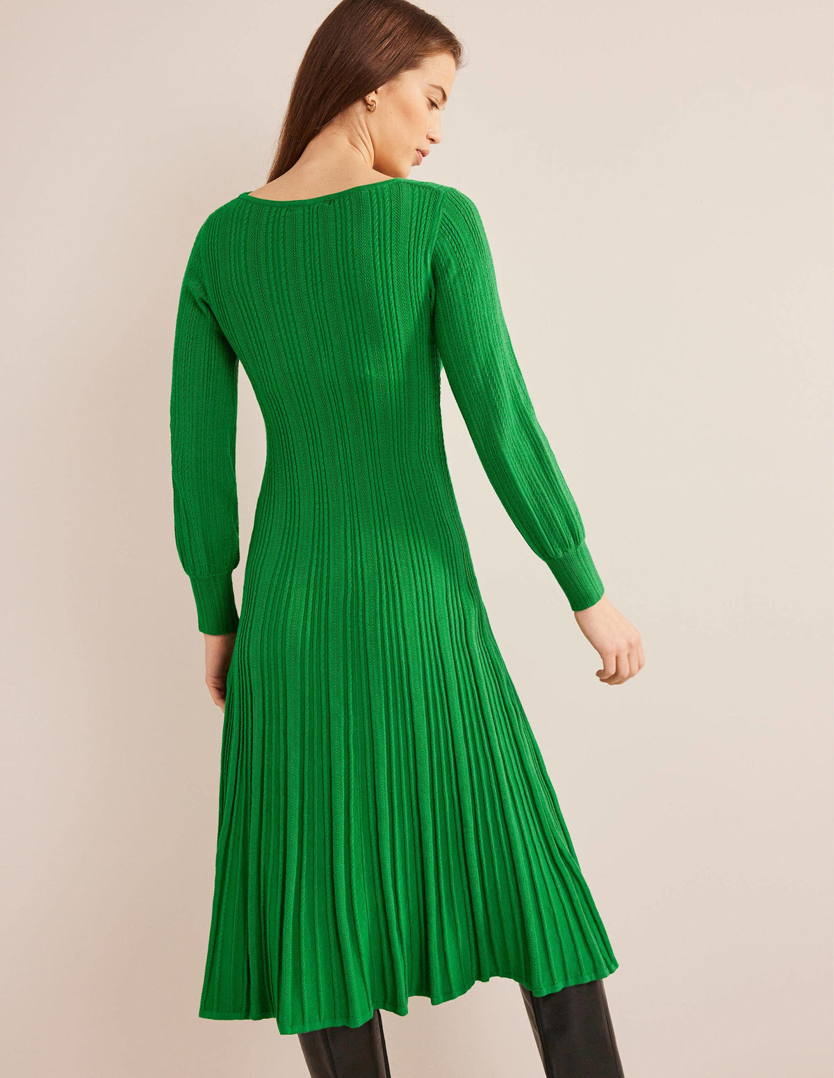 Twist Front Knitted Midi Dress-Highland Green - Image 3