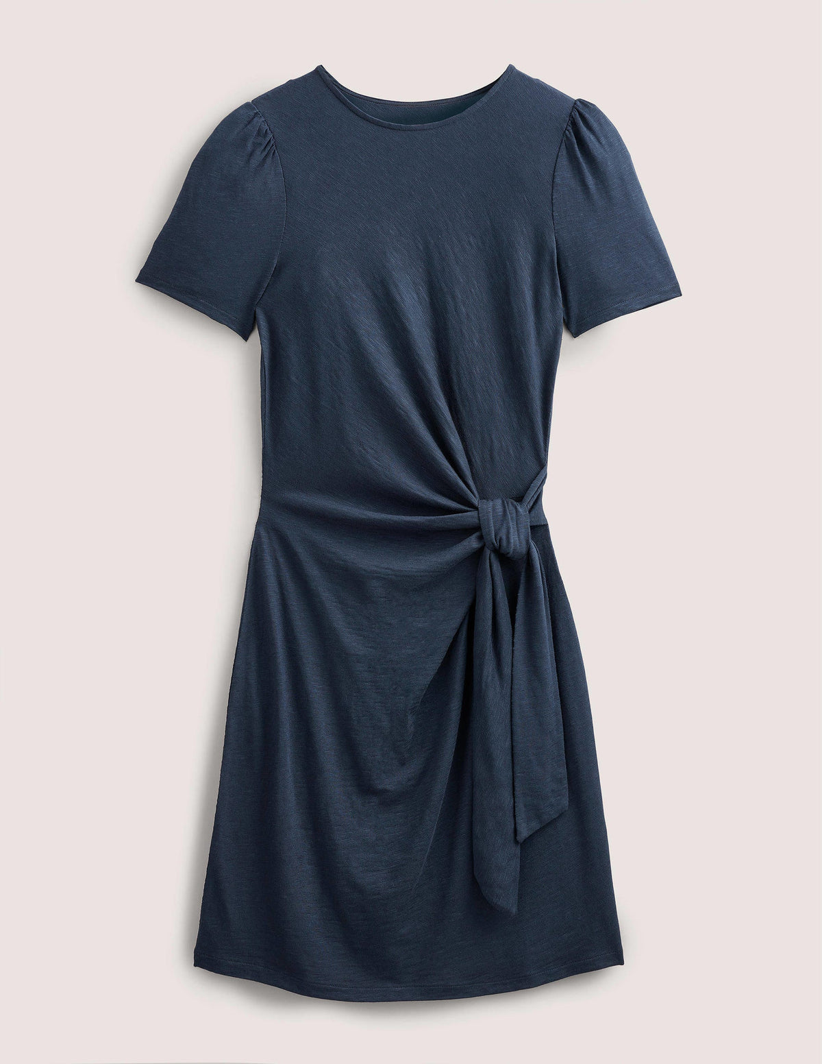 Knot Front Jersey Dress-Navy-5