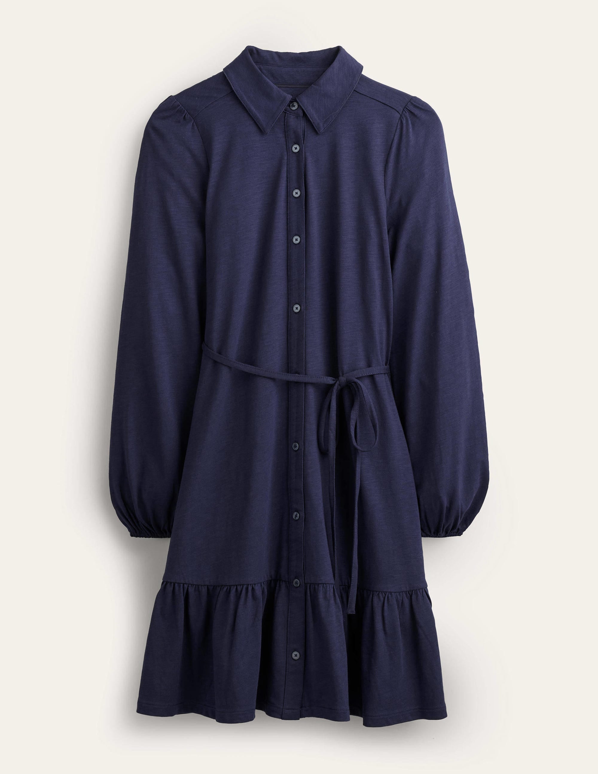 Tiered Jersey Shirt Mini Dress-Navy - Image 5