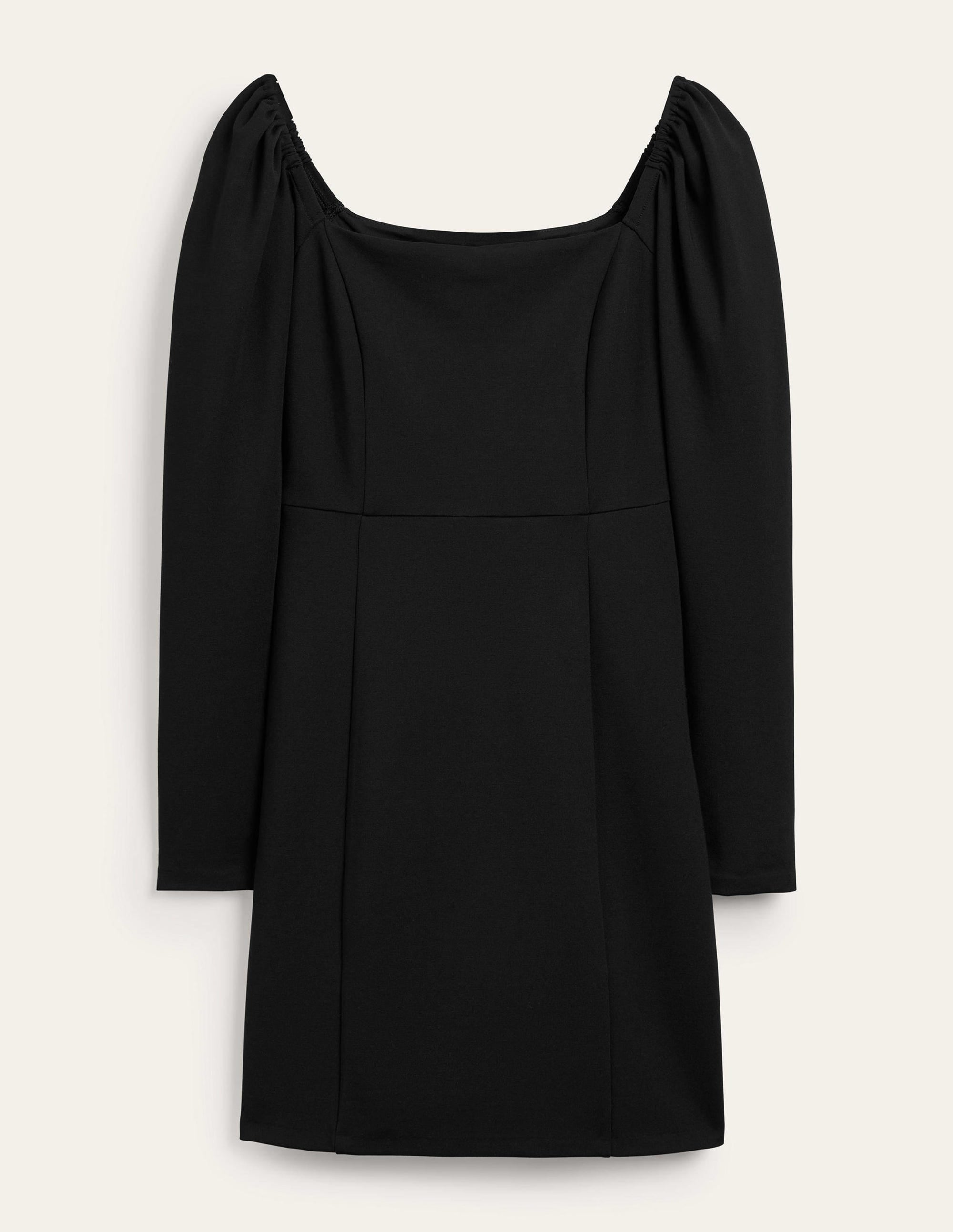 Square Neck Mini Jersey Dress-Black - Image 5