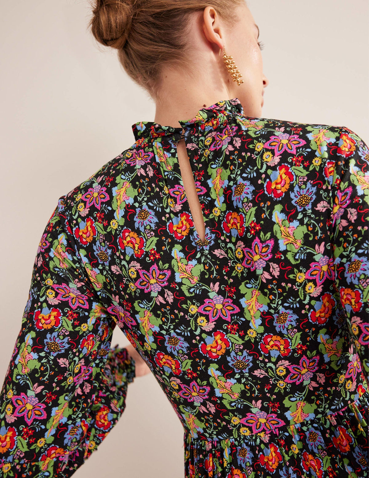Tier Insert Midi Jersey Dress-Multi, Carnation Garden - Image 3