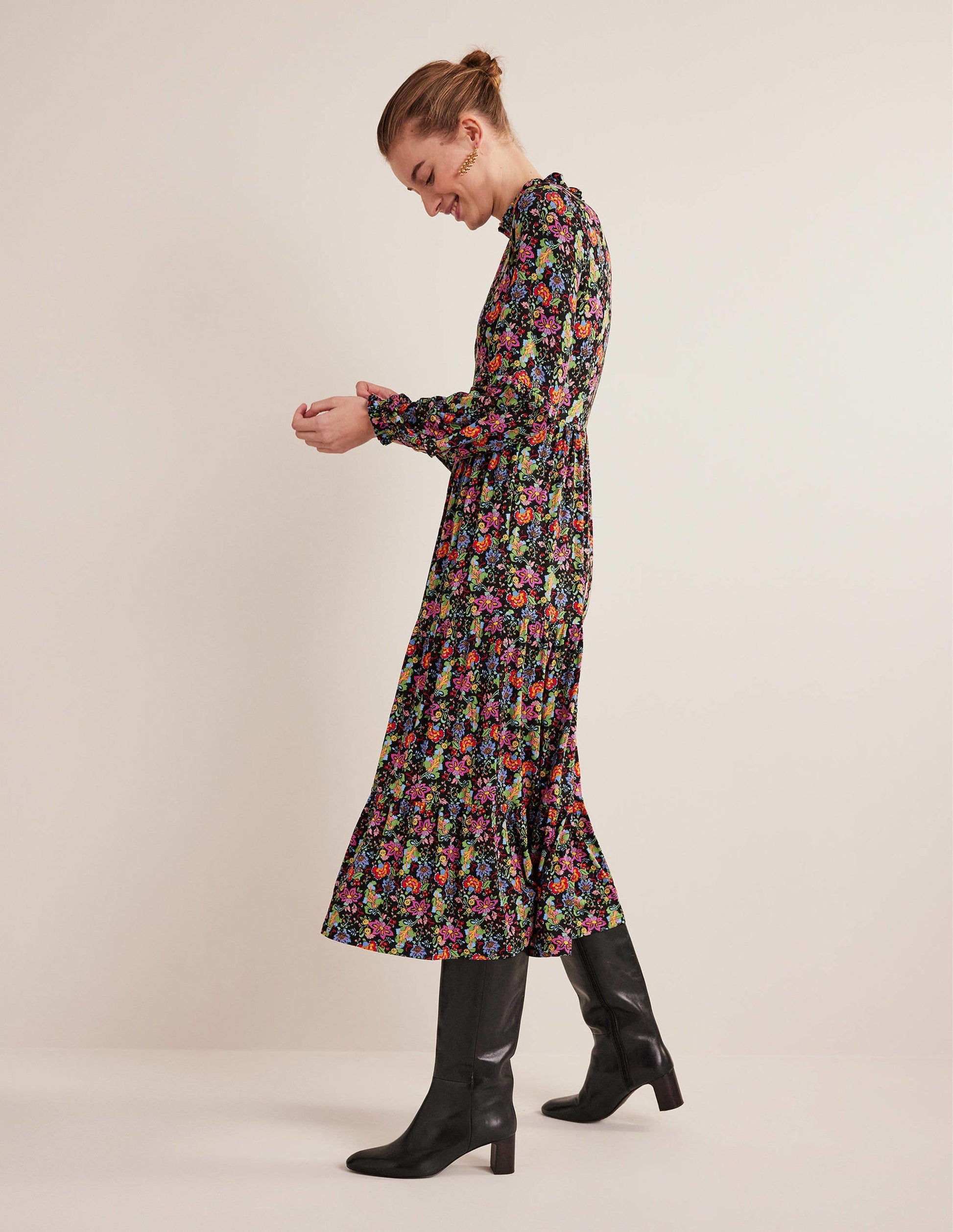 Tier Insert Midi Jersey Dress-Multi, Carnation Garden-5