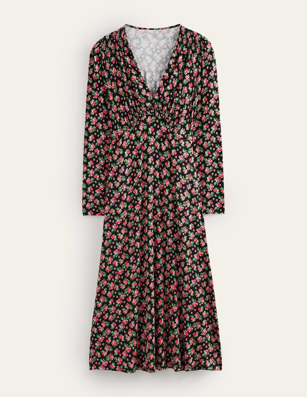 Jersey Midi Tea Dress-Black, Diamond Rose-5