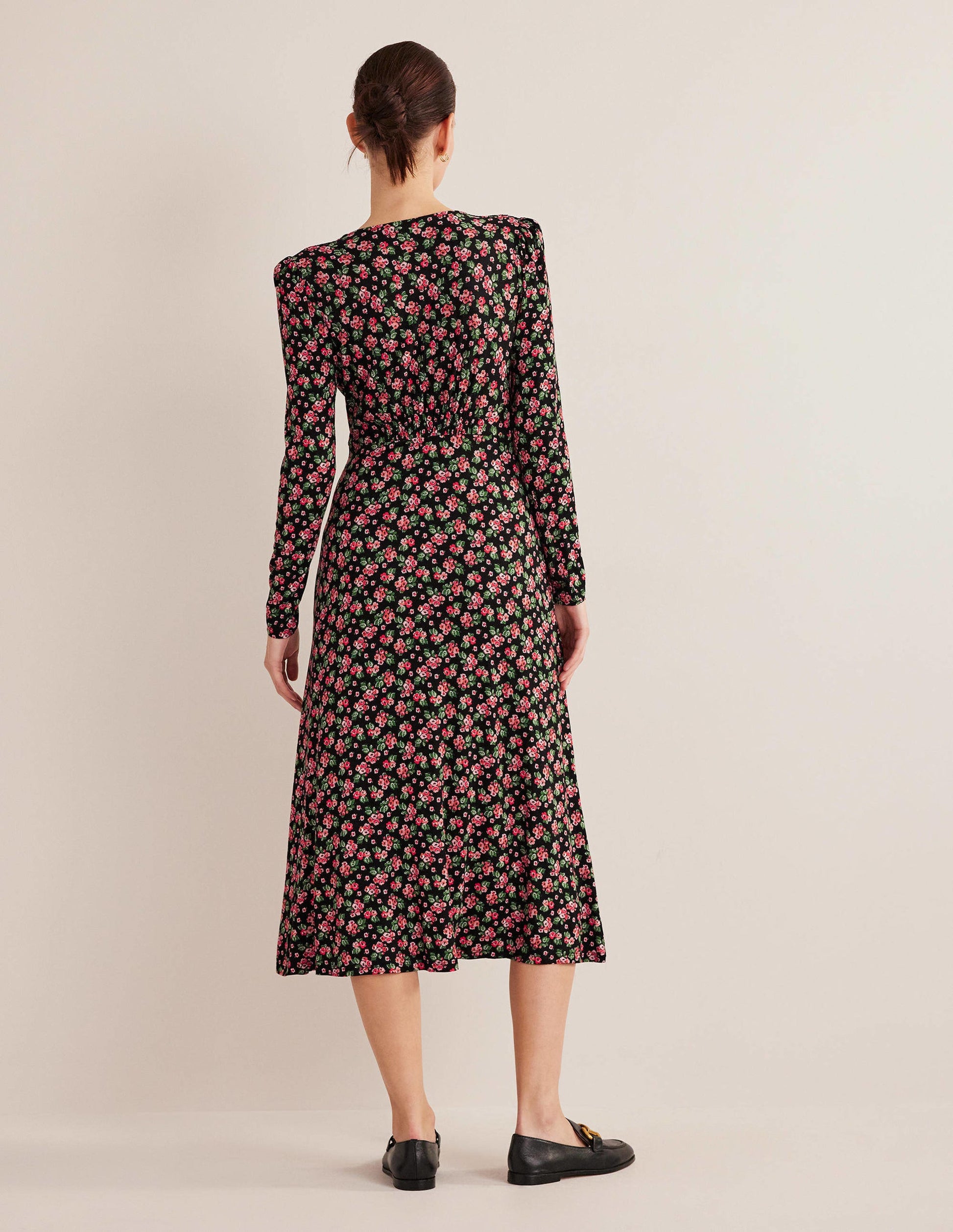 Jersey Midi Tea Dress-Black, Diamond Rose-3