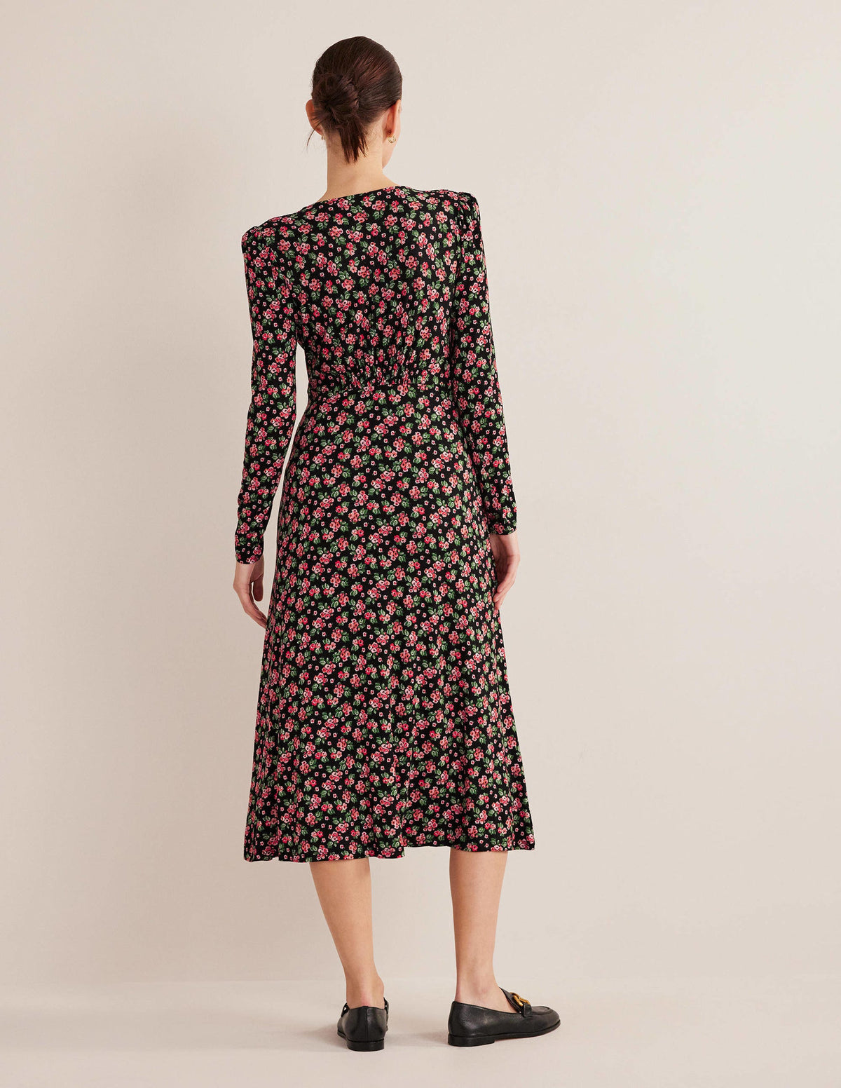 Jersey Midi Tea Dress-Black, Diamond Rose - Image 3