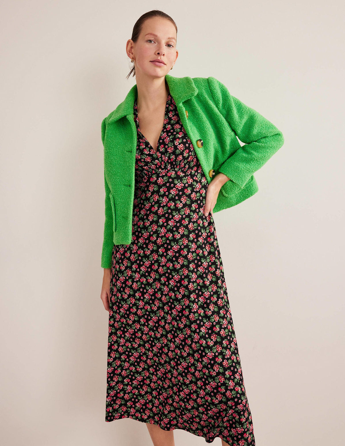 Jersey Midi Tea Dress-Black, Diamond Rose-4