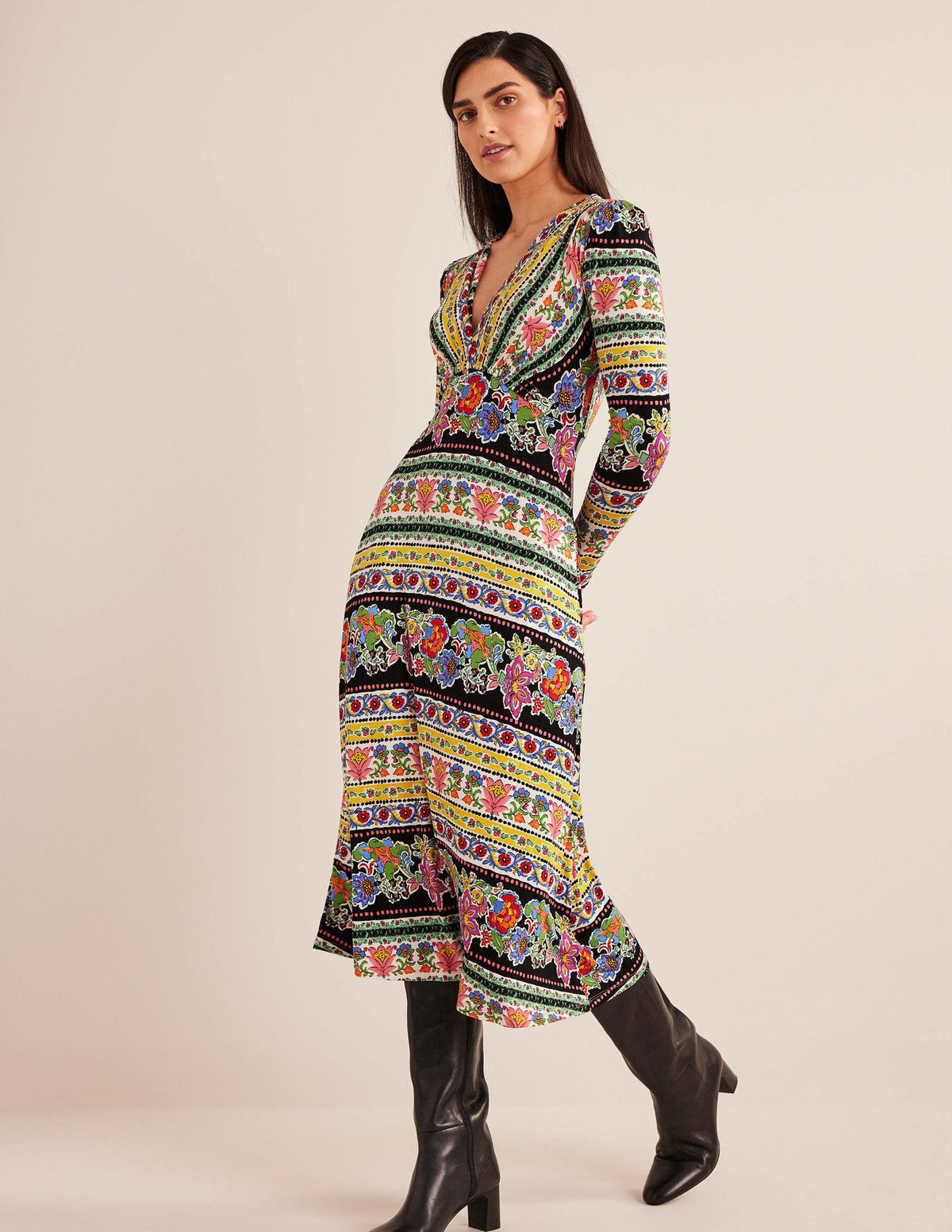 Jersey Midi Tea Dress-Multi, Carnation Bloom - Image 1