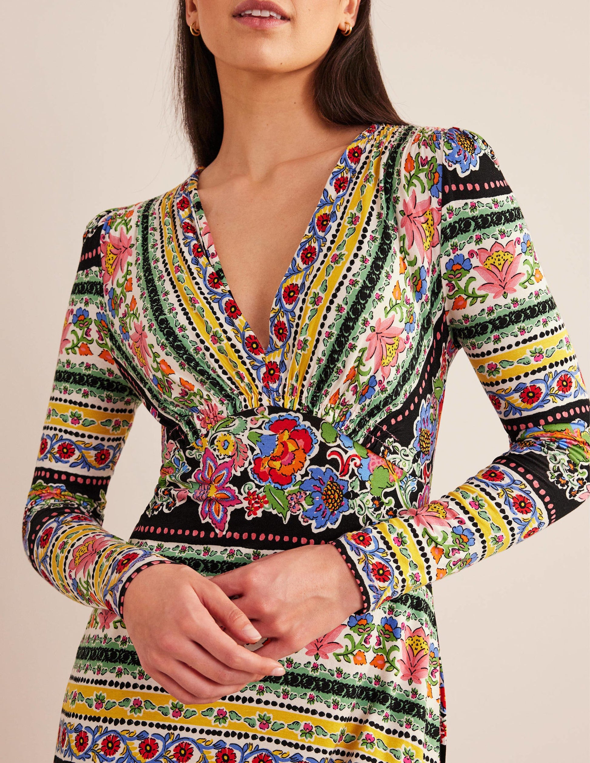 Jersey Midi Tea Dress-Multi, Carnation Bloom-2