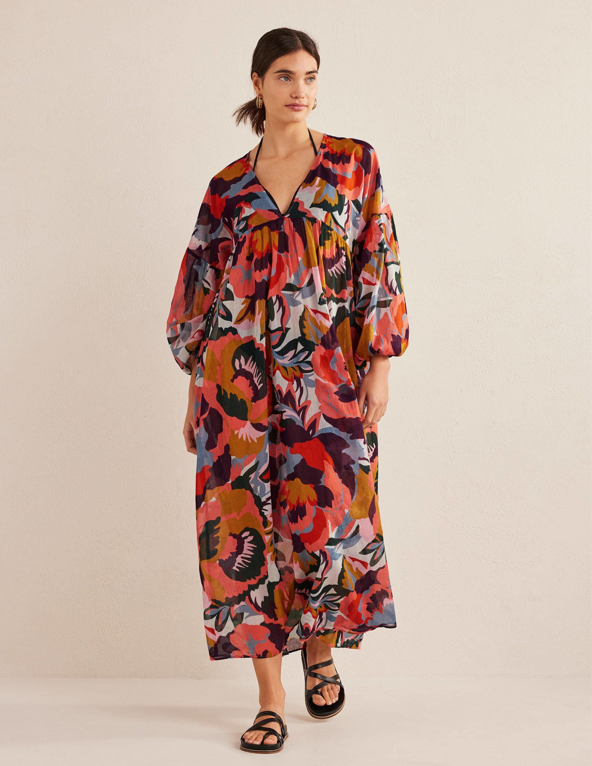 Sarah Maxi Kaftan Dress-Multi, Abstract Rose-4
