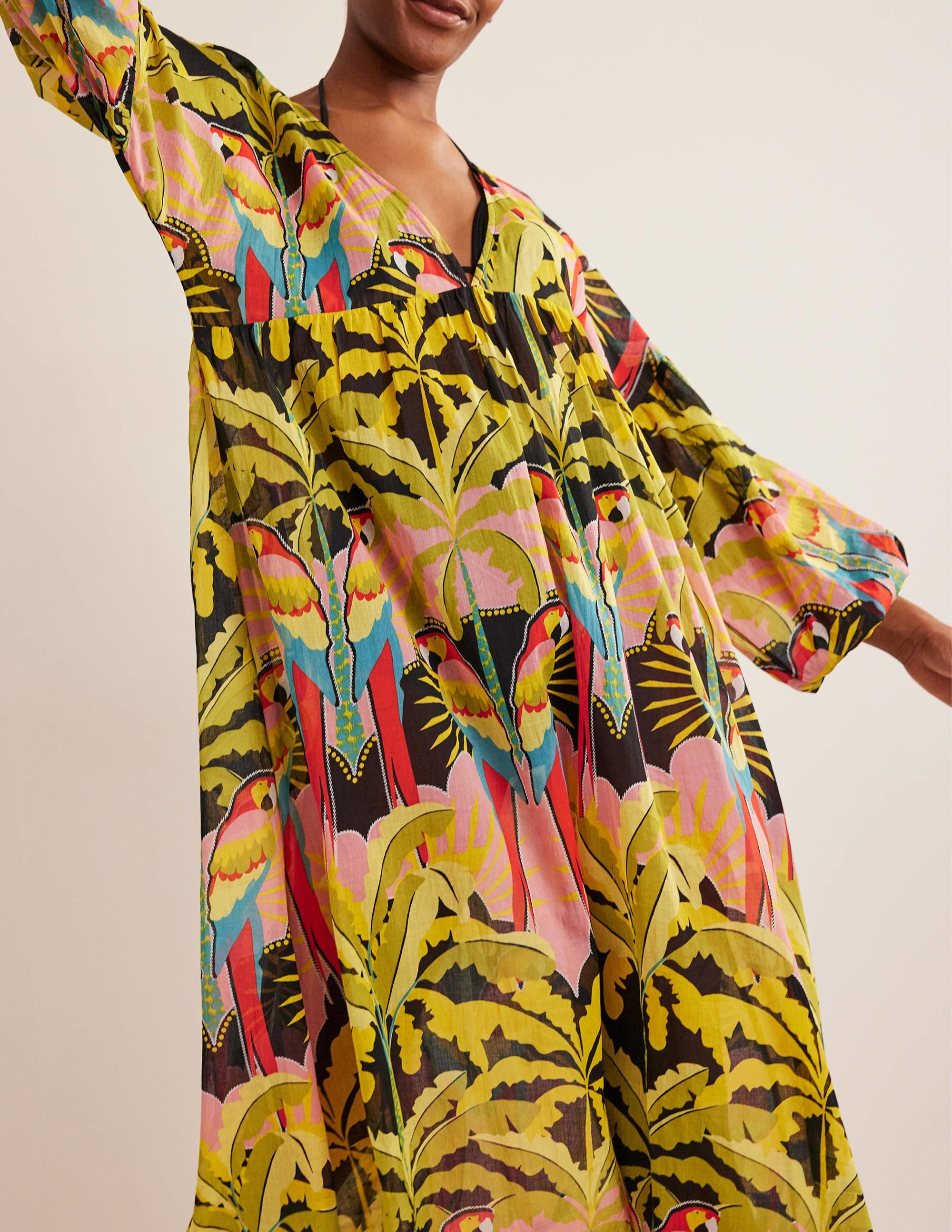 Sarah Maxi Kaftan Dress-Multi, Paradise Parrot - Image 4