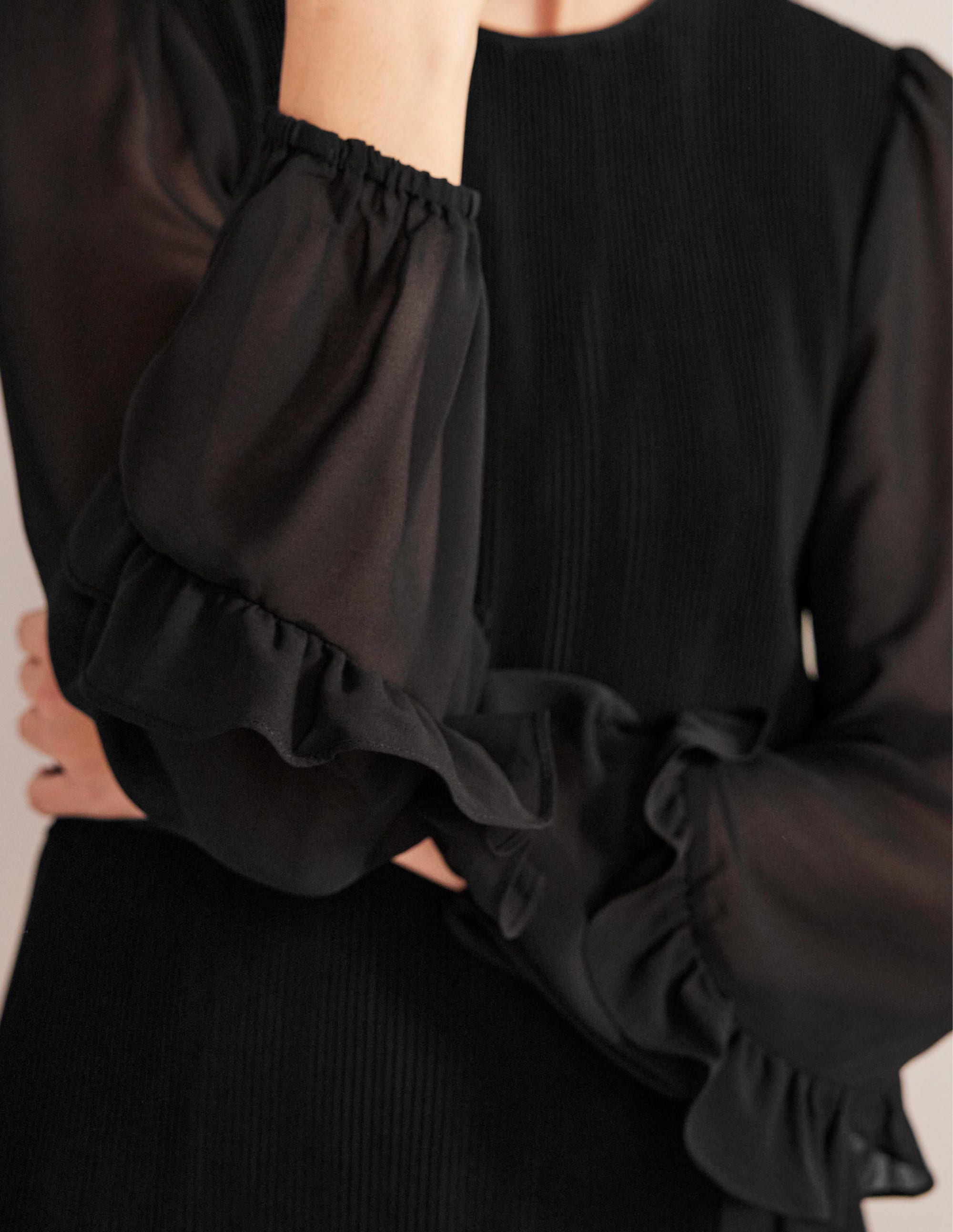Plisse Mini Dress-Black - Image 2