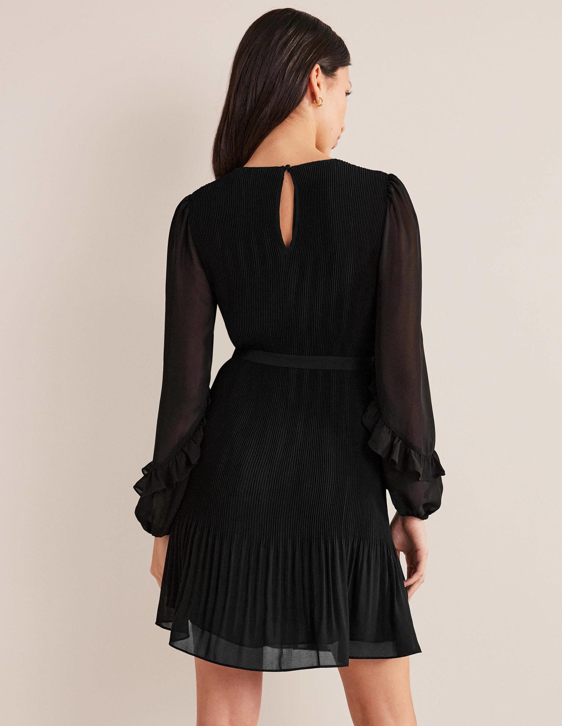 Plisse Mini Dress-Black-3