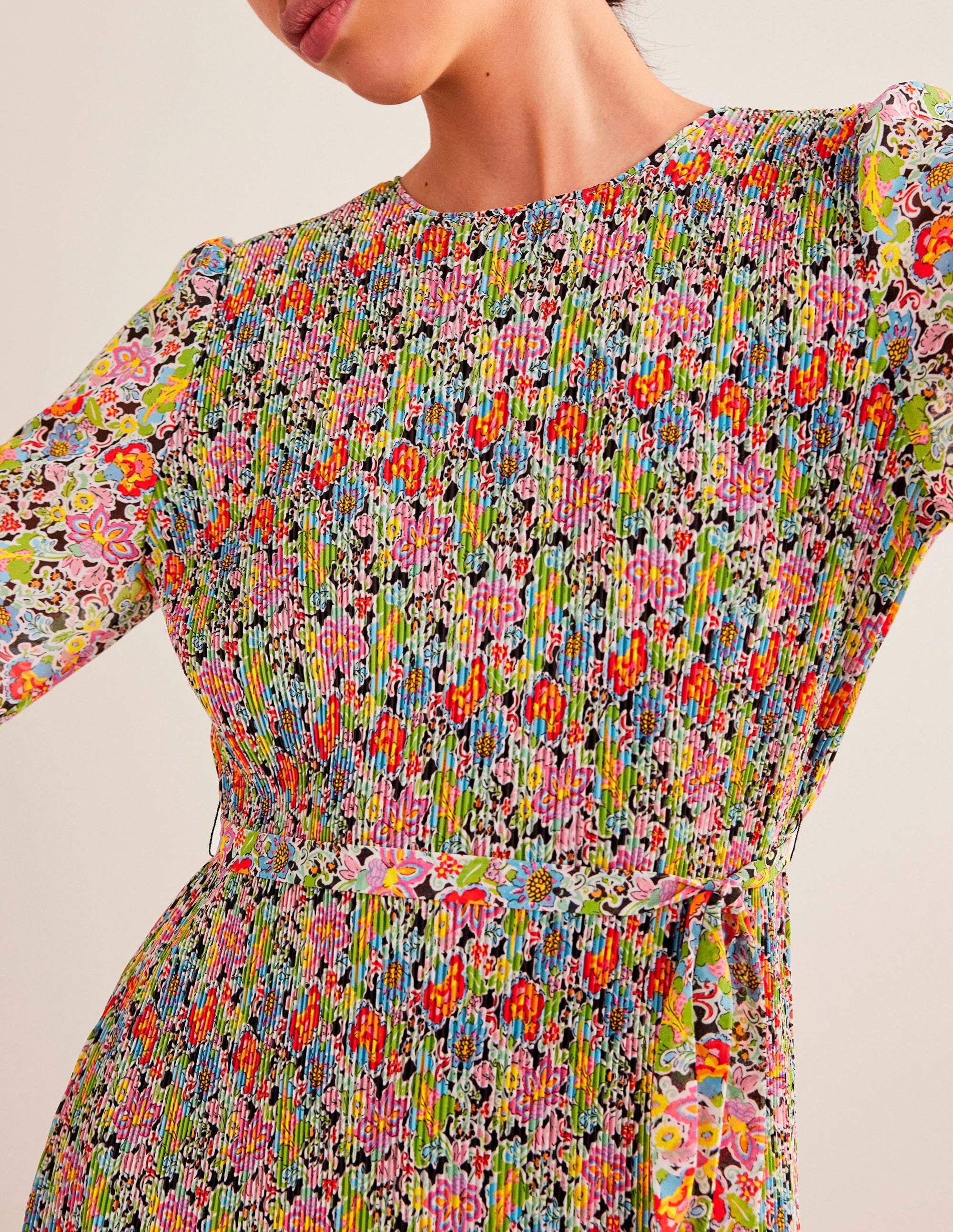 Plisse Mini Dress-Multi, Carnation Garden - Image 2