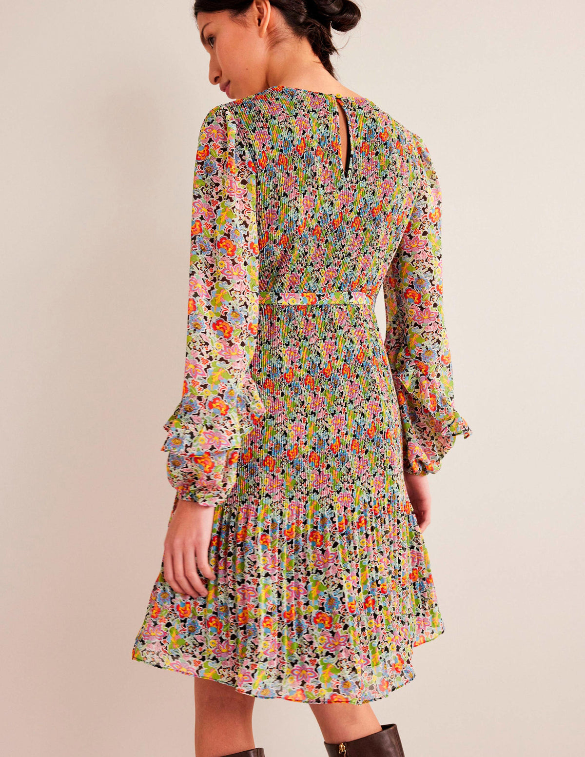 Plisse Mini Dress-Multi, Carnation Garden - Image 3