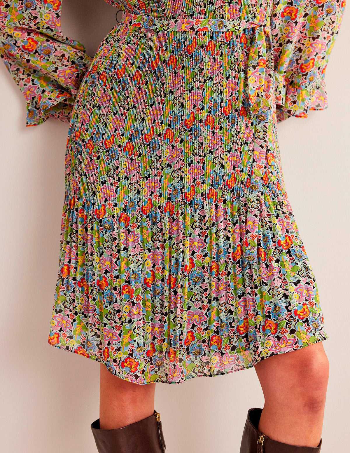 Plisse Mini Dress-Multi, Carnation Garden - Image 4